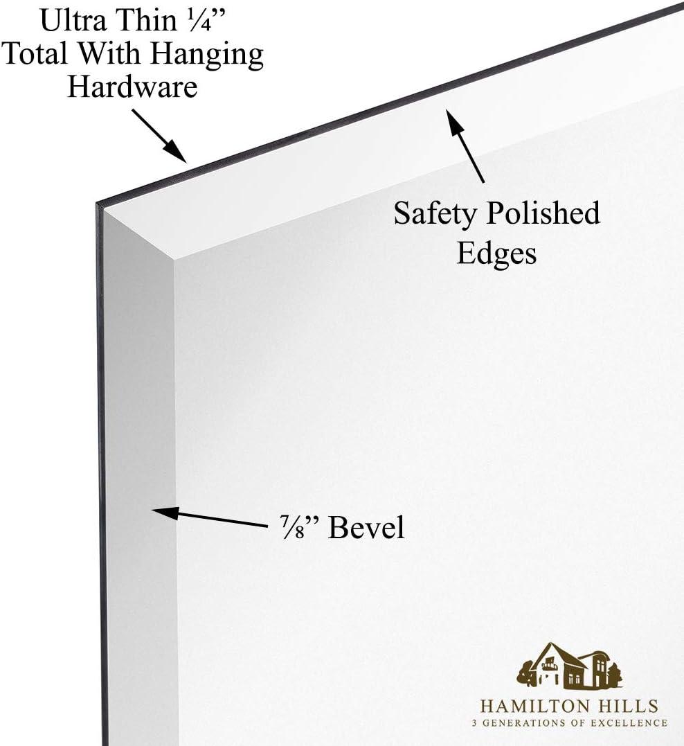 Hamilton Hills New Frameless Lightweight Beveled Mirror 30" x 40 Wall Mirror for Bathroom Vanity with Bevel