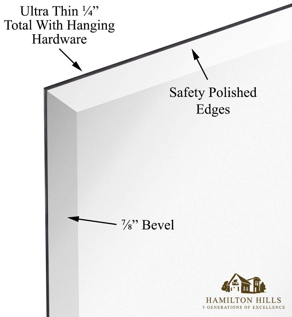 Hamilton Hills New Frameless Lightweight Beveled Mirror 30" x 40 Wall Mirror for Bathroom Vanity with Bevel