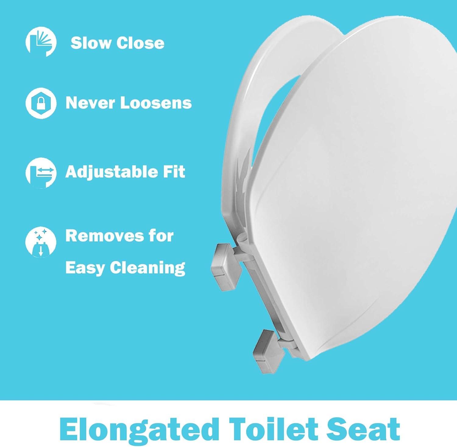 KOHLER 4636-RL-0 Cachet ReadyLatch Elongated Toilet Seat, Quiet-Close Lid and Seat, Countoured Seat, Grip-Tight Bumpers and Installation Hardware, White