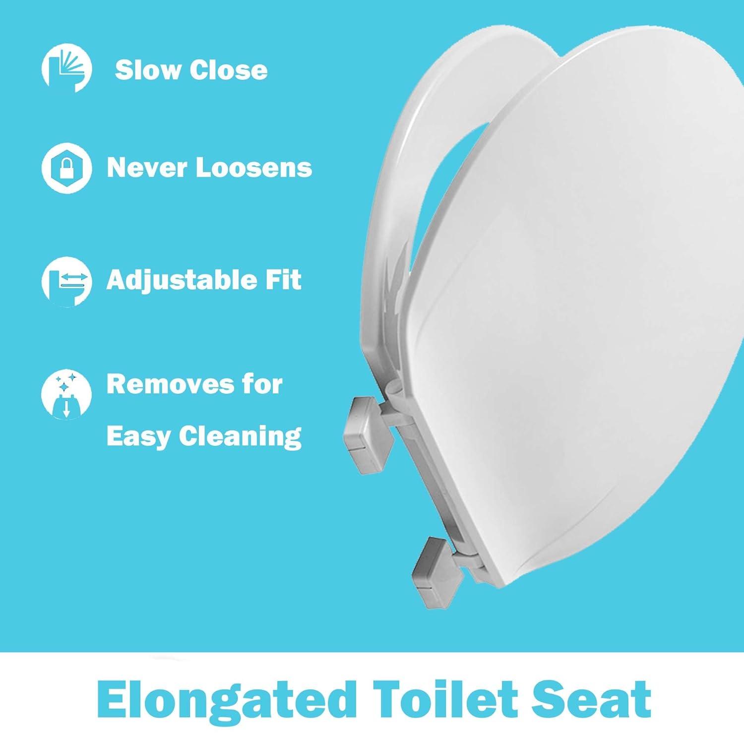 KOHLER 4636-RL-0 Cachet ReadyLatch Elongated Toilet Seat, Quiet-Close Lid and Seat, Countoured Seat, Grip-Tight Bumpers and Installation Hardware, White