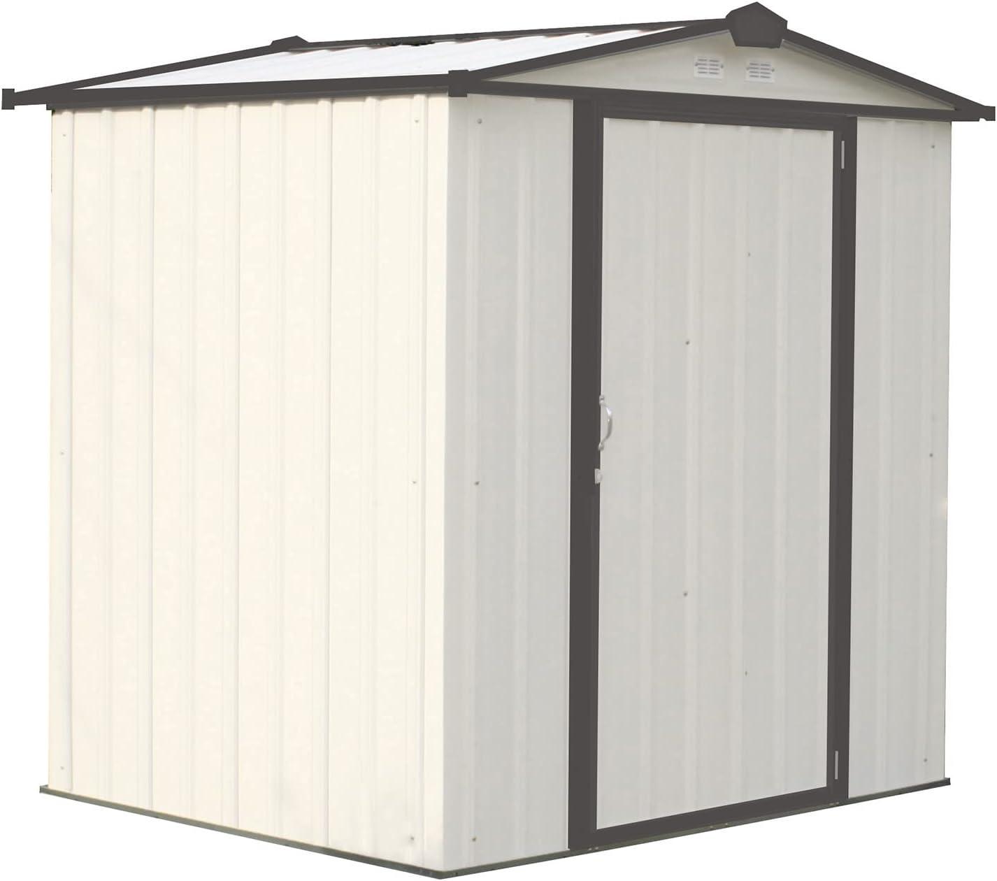 Cream and Charcoal 6' x 5' Steel Storage Shed with Swing Door