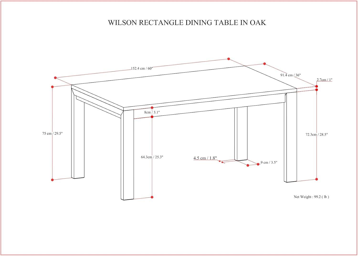 Wilson Solid Wood Dining Table