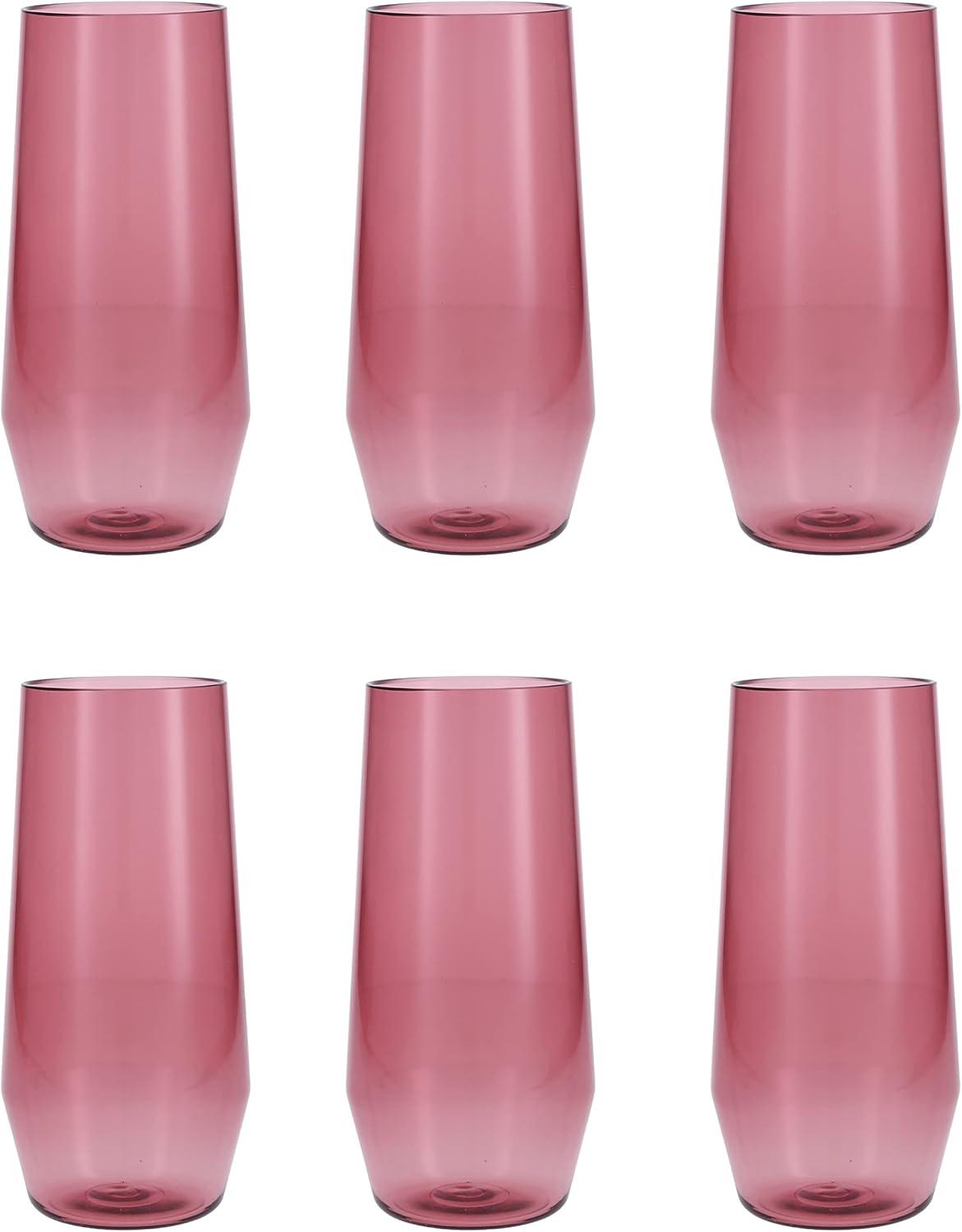 Fortessa Sole Outdoor Shatter Resistant BPA Free Premium Copolyester Plastic Drinkware 6 Pack, Terra Cotta Orange, Stemless Wine Glass (Set of 6)