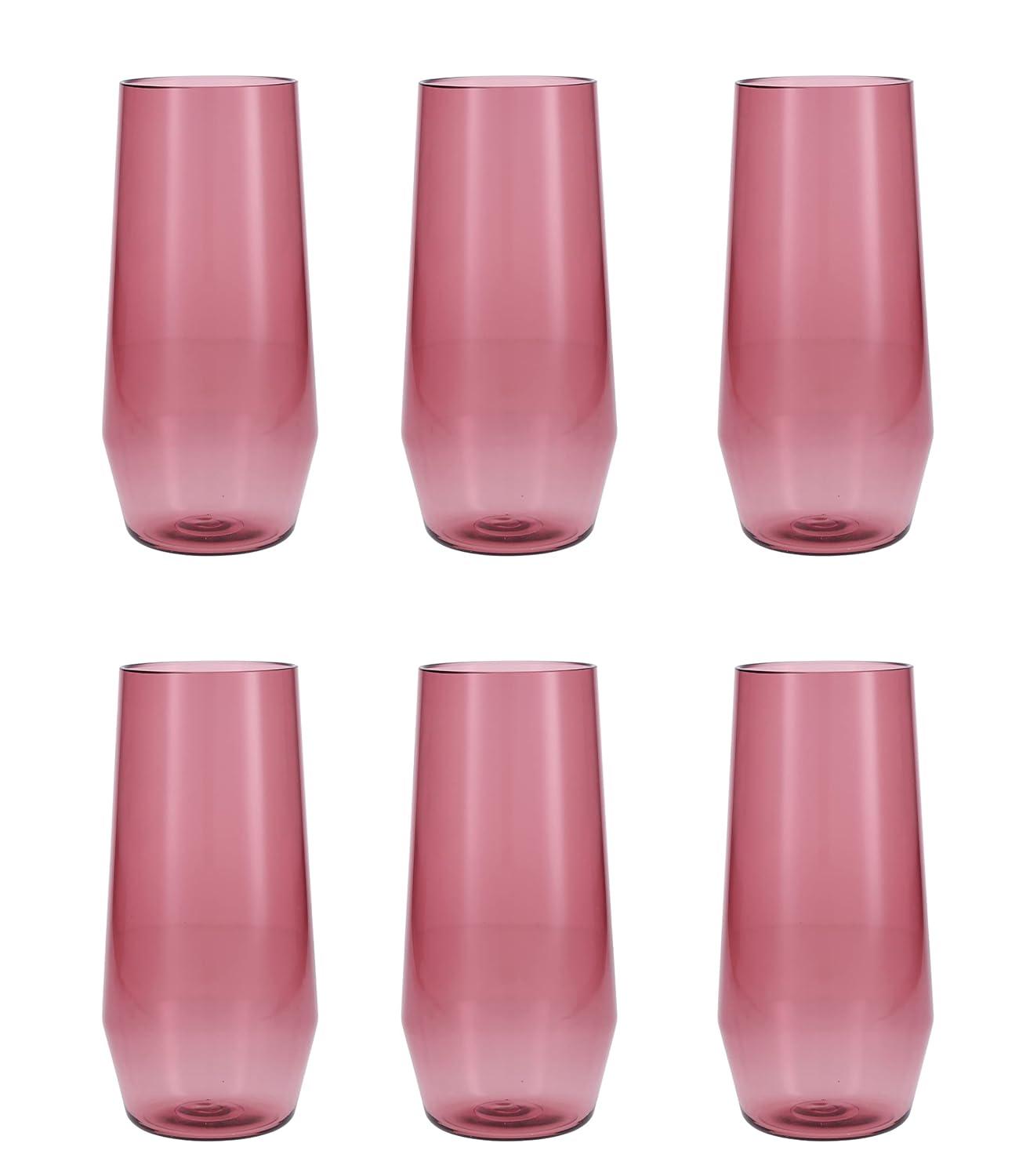 Fortessa Sole Outdoor Shatter Resistant BPA Free Premium Copolyester Plastic Drinkware 6 Pack, Terra Cotta Orange, Stemless Wine Glass (Set of 6)