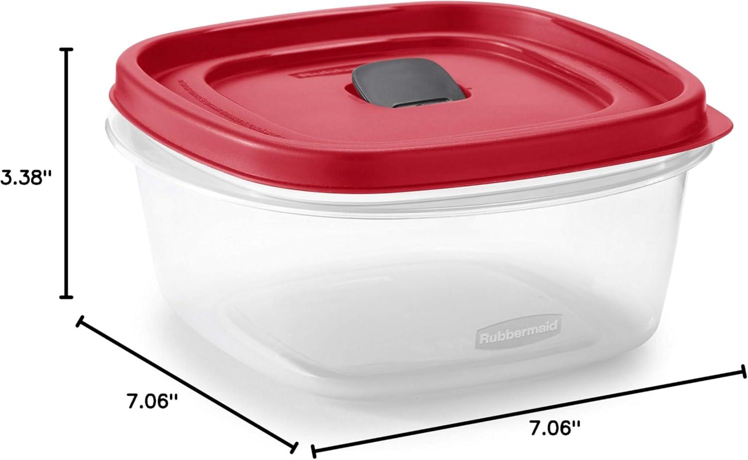 Clear 5-Cup Plastic Food Storage Container with Red Lid