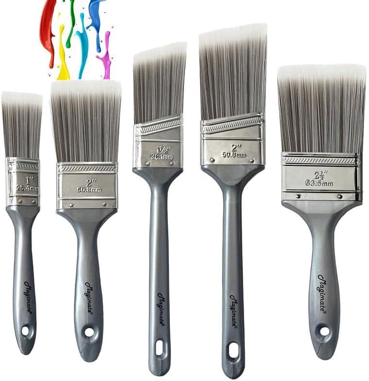 Pro Grade Premium Paint Brushes, 5 Piece Variety Set, Interior/Exterior Painting