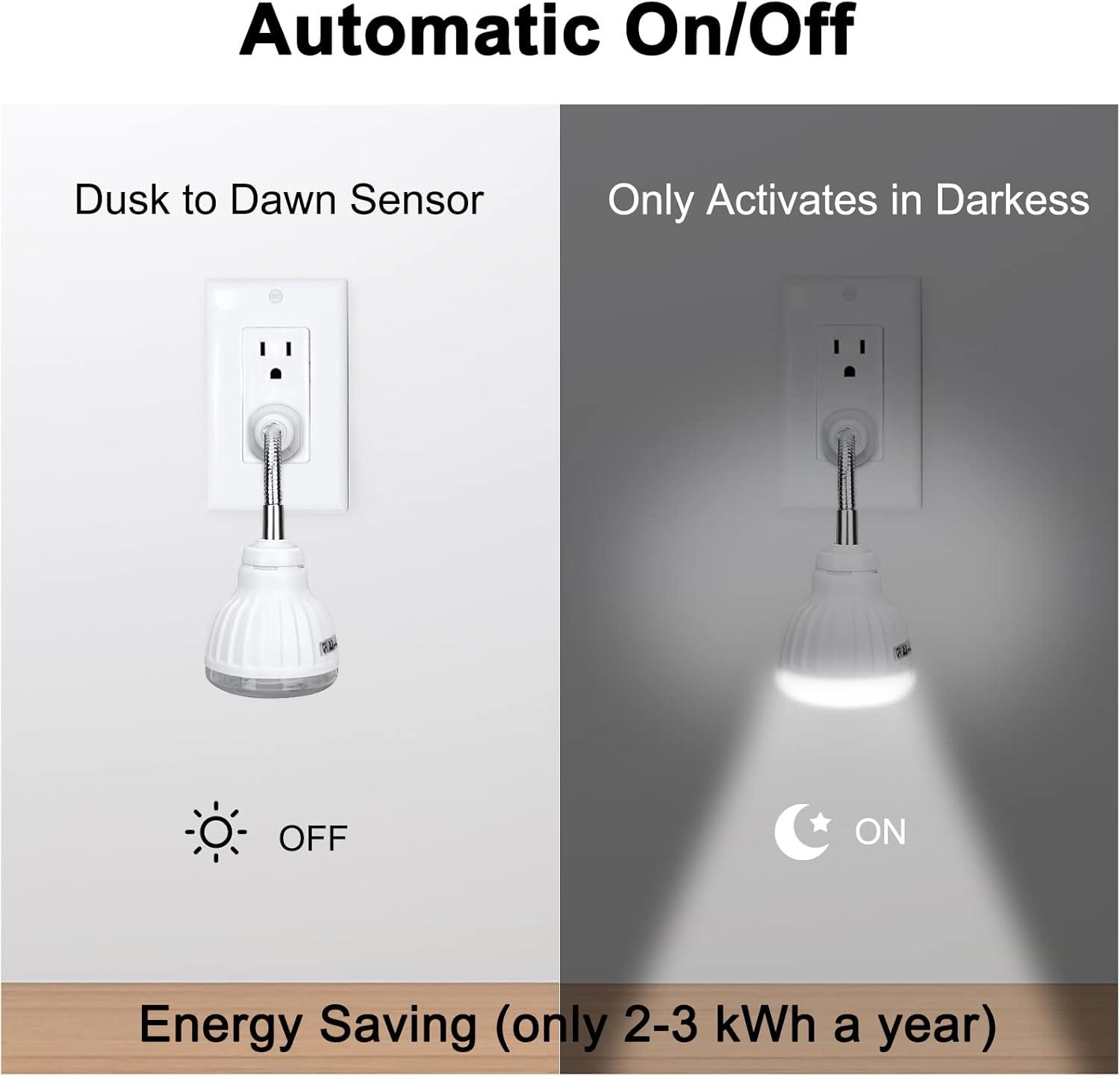 Plug in Motion Sensor Night Light Indoor, PIR Infrared Motion-Activated LED Night Light for AC Outlet,Dusk to Dawn Sensor Smartlight,360° Directional Rotating for Garage Stairway, 5W White