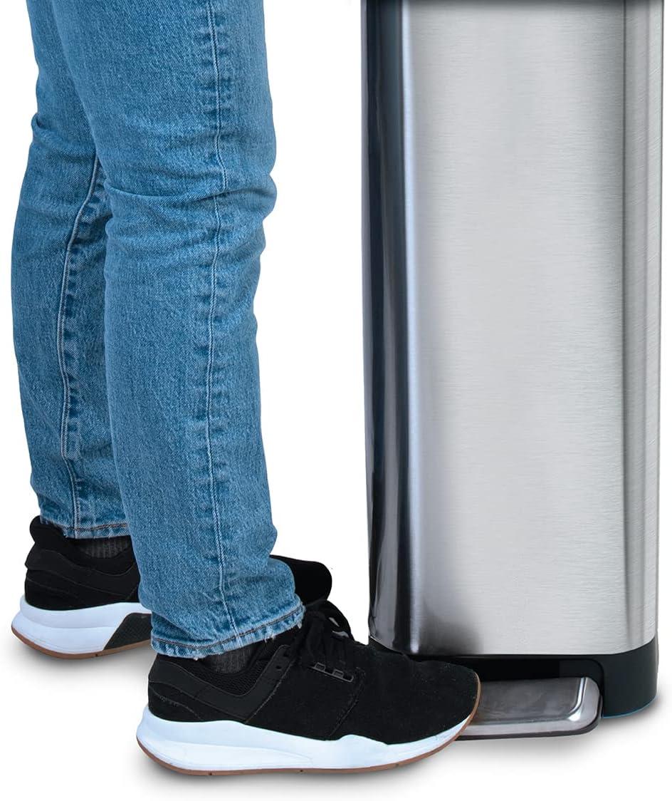 Glad 12 Gallon Slim Stainless Steel Step on Kitchen Trash Can