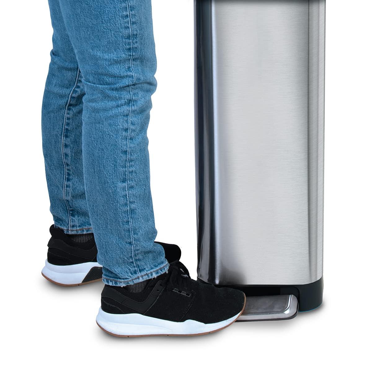 Glad 12 Gallon Slim Stainless Steel Step on Kitchen Trash Can