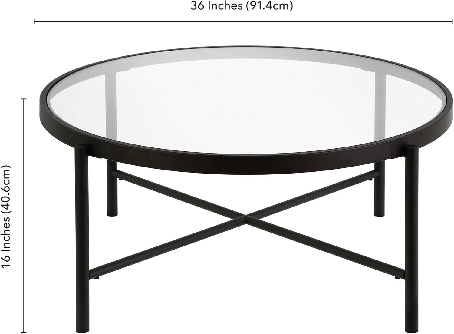 Evelyn&Zoe Duxbury 36" Wide Round Coffee Table, Blackened Bronze