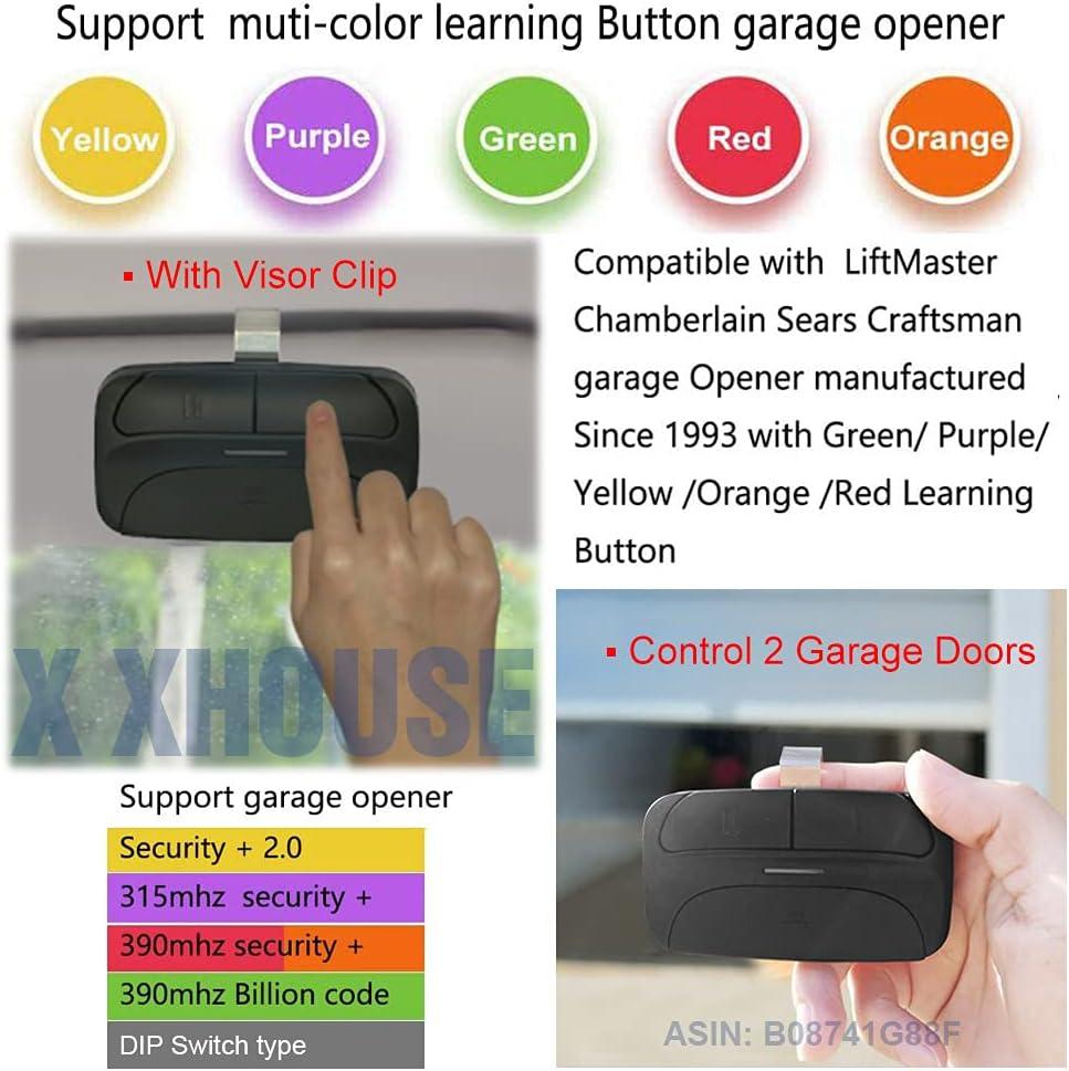 Universal Garage Door Remote Compatible for LiftMaster,Chamberlain,Linear,Stanley,Wayne Dalton,Craftsman and more Garage/Gate Door Opener has Learn Button or DIP Switch on opener,with New Program