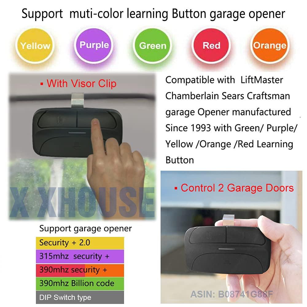 Universal Garage Door Remote Compatible for LiftMaster,Chamberlain,Linear,Stanley,Wayne Dalton,Craftsman and more Garage/Gate Door Opener has Learn Button or DIP Switch on opener,with New Program