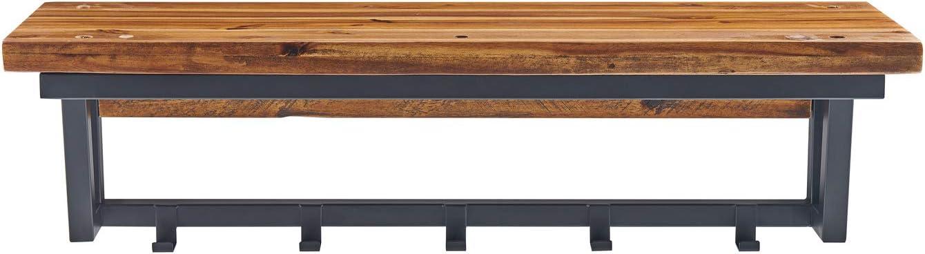 Claremont Rustic Wood Coat Hook and Bench Set Dark Brown - Alaterre Furniture: Mudroom Organizer with Shelf