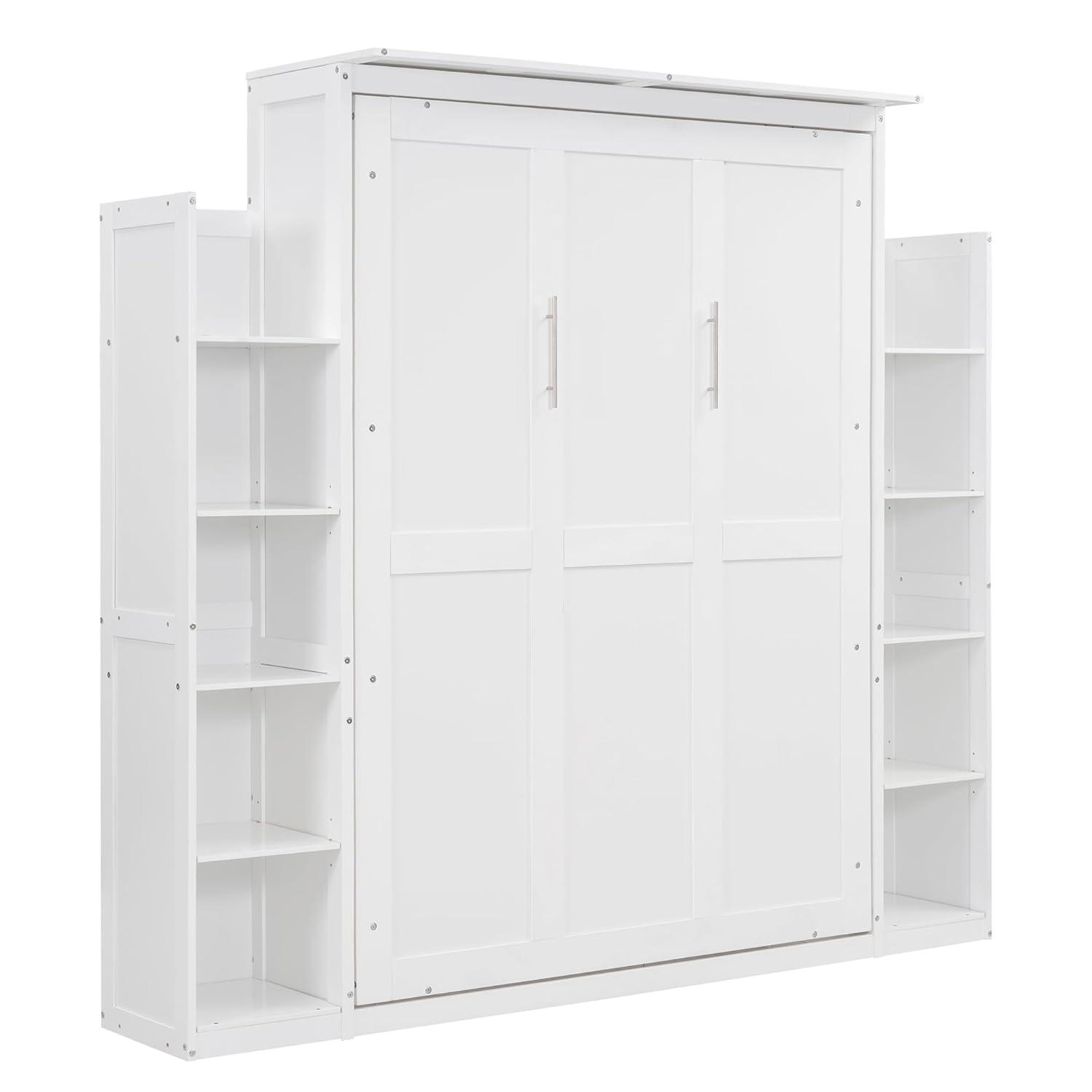 yuanhuan Full Size Murphy Bed Wall Bed With Shelves And LED Lights