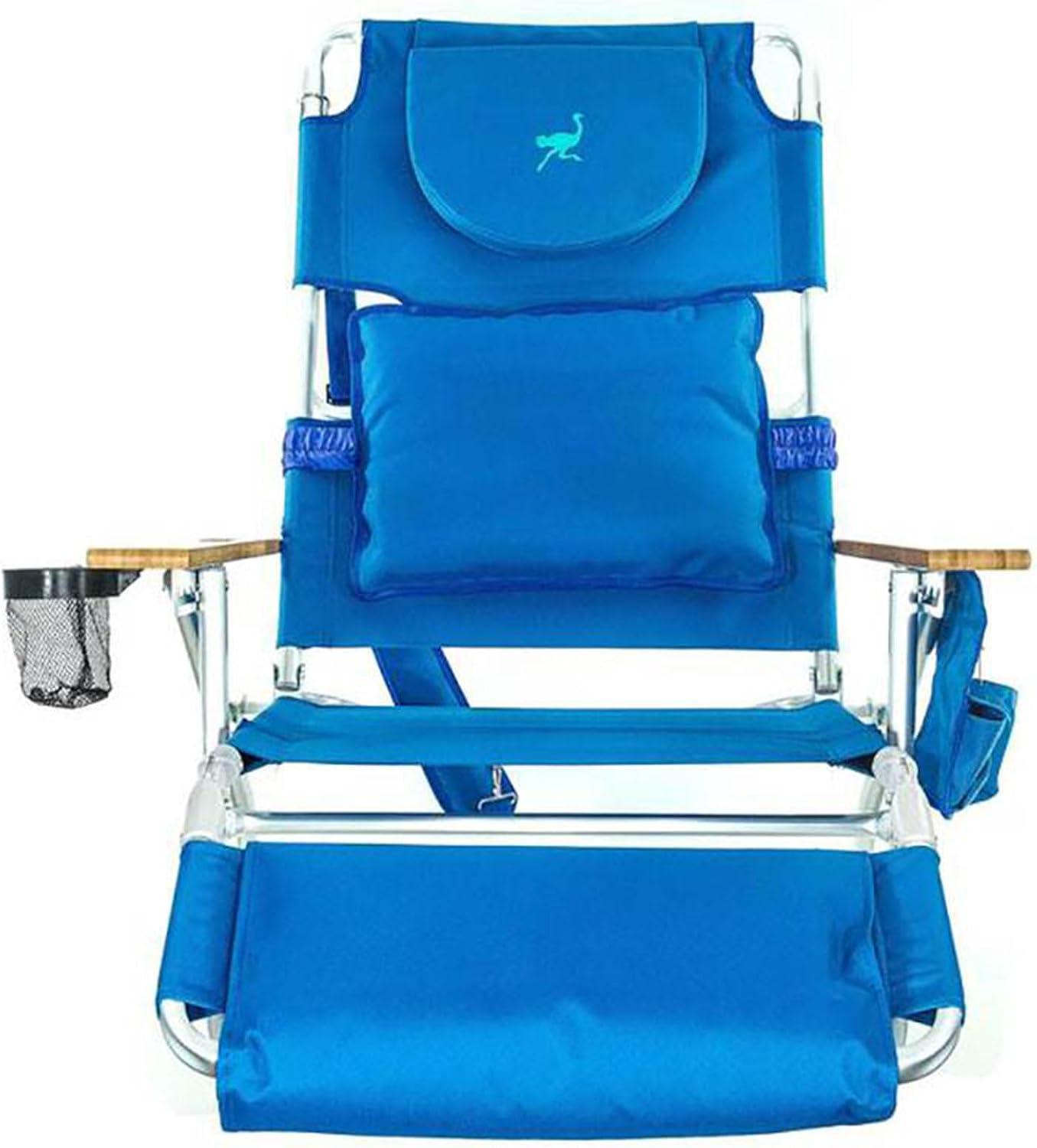 Ostrich Ostrich Deluxe Padded Lightweight Portable Adjustable Outdoor Reclining Folding Chair with Footrest