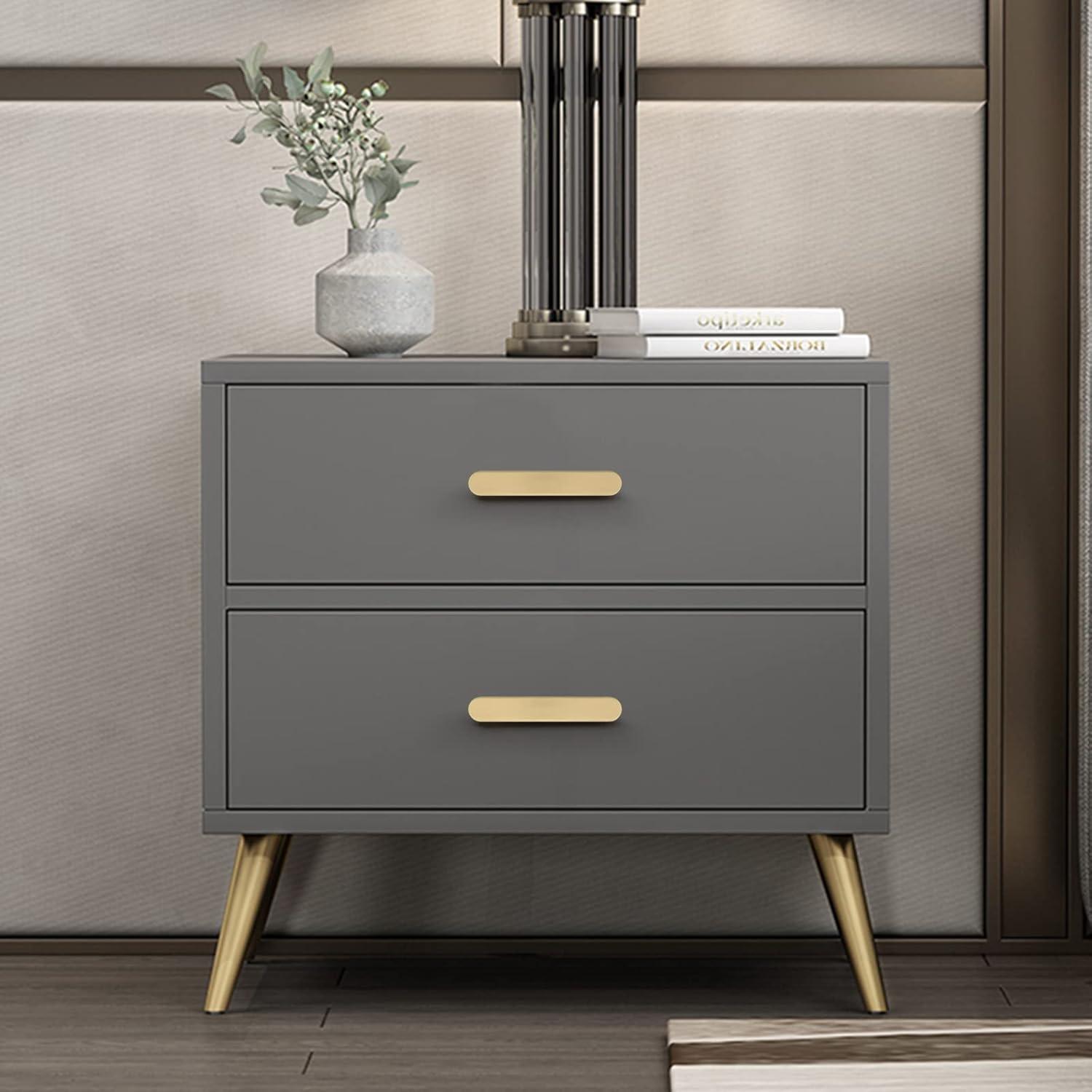 2 Pack Brushed Brass Cabinet Handles, 3-3/4" Hole Centers Drawer Pulls Solid Zinc Alloy Cabinet Pulls Furniture Kitchen Cupboard Hardware