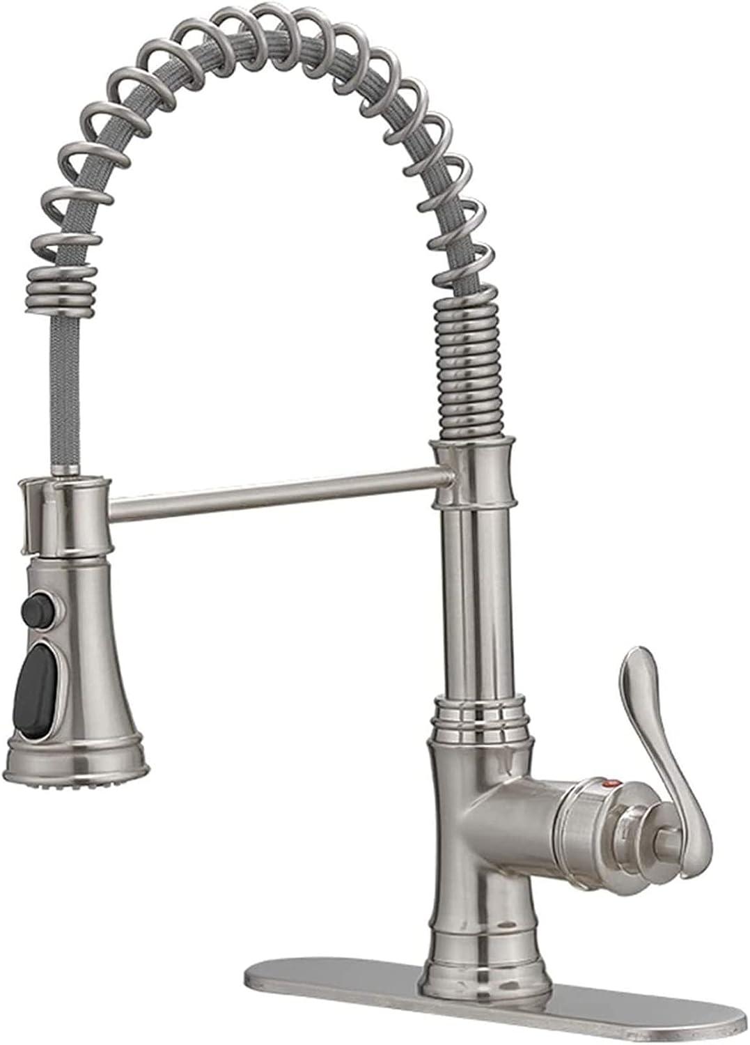 Brushed Nickel Single-Handle Pull-Down Sprayer Kitchen Faucet