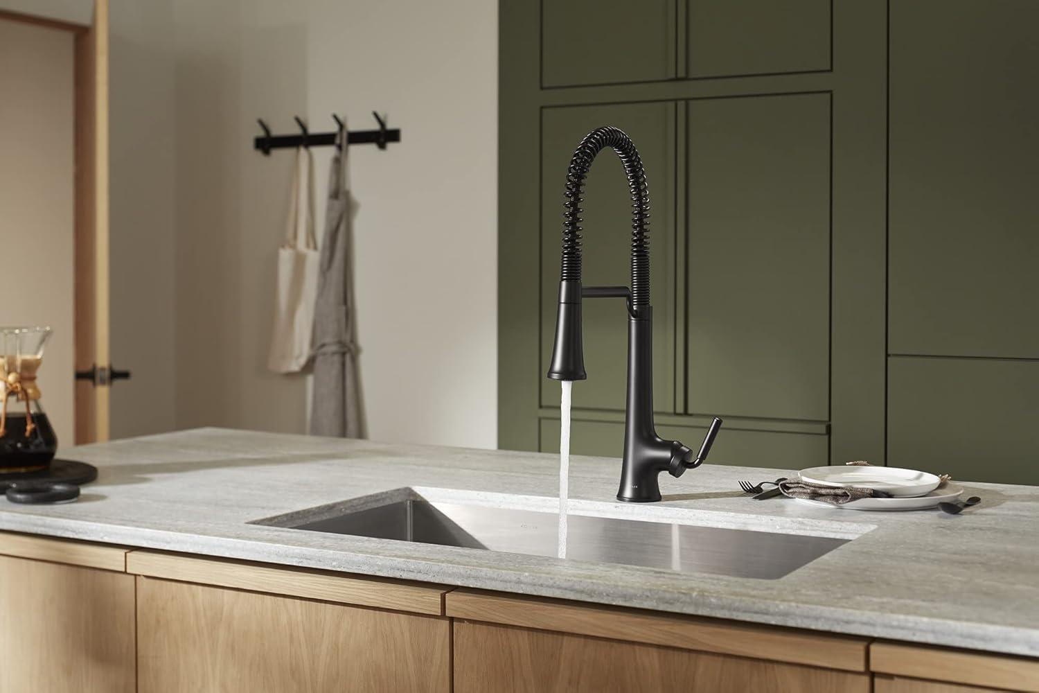 Kohler Tone Single Handle Semi-Professional Pre-Rinse Kitchen Sink Faucet with Three-Function Pull Down Sprayer