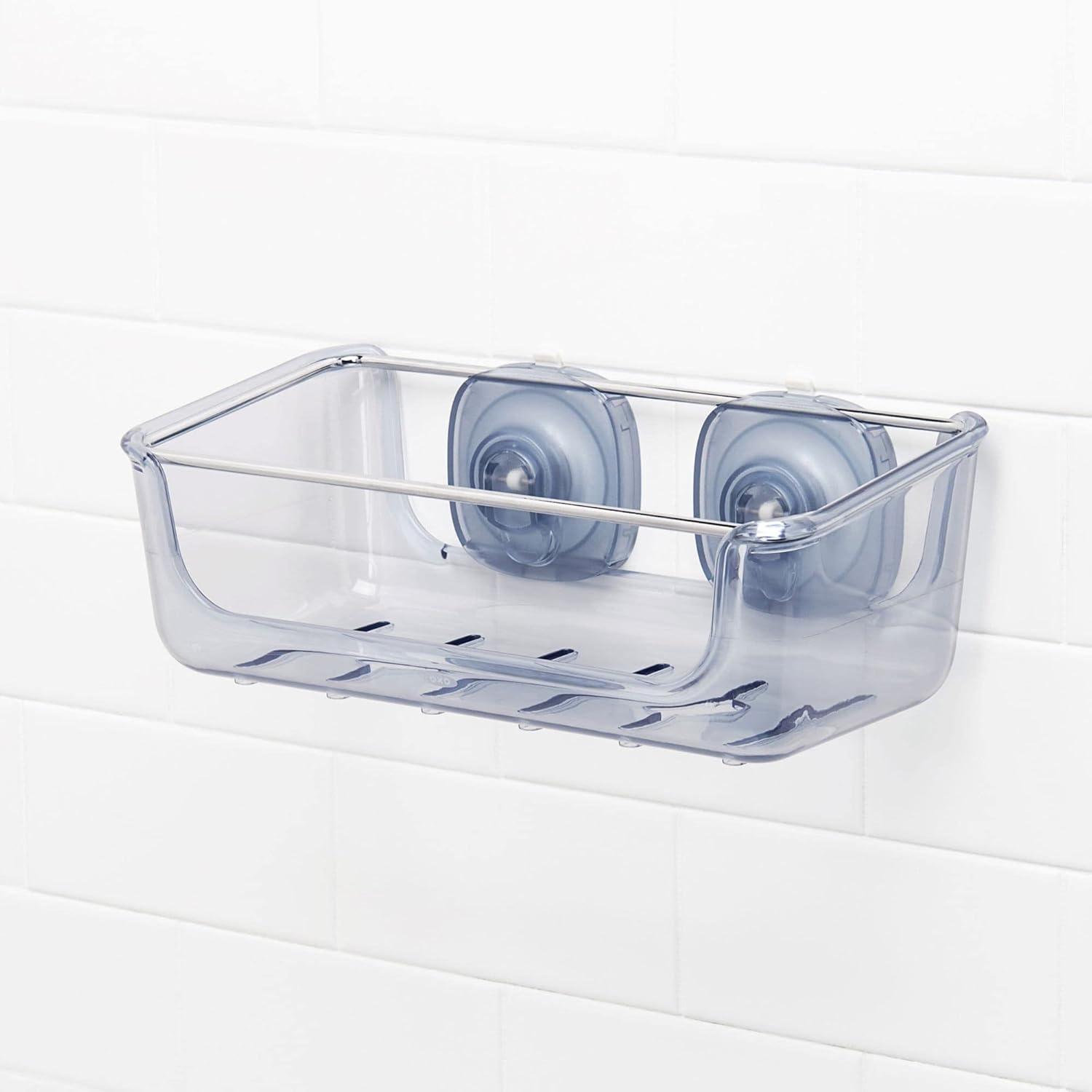 Clear Rectangular Metal Suction Shower Basket