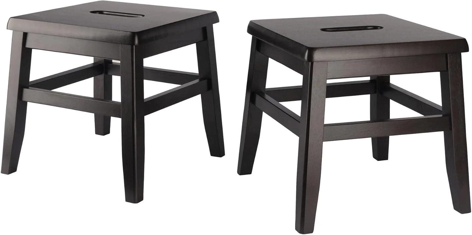 Kaya 2-Piece Black Solid Wood Conductor Stools