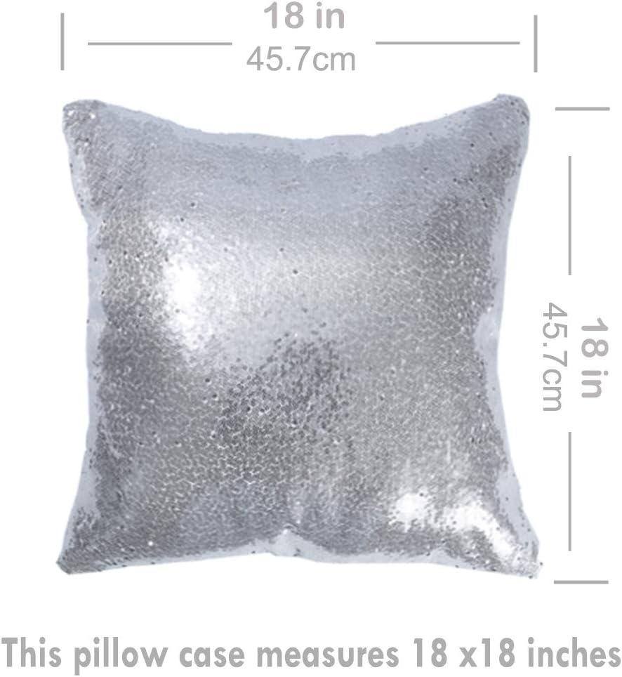 Eternal Beauty Set of 2 Silver Pillow Cover Sequin Decorative Pillow Covers for Couch Sofa Throw Pillows 18 X 18 Inches
