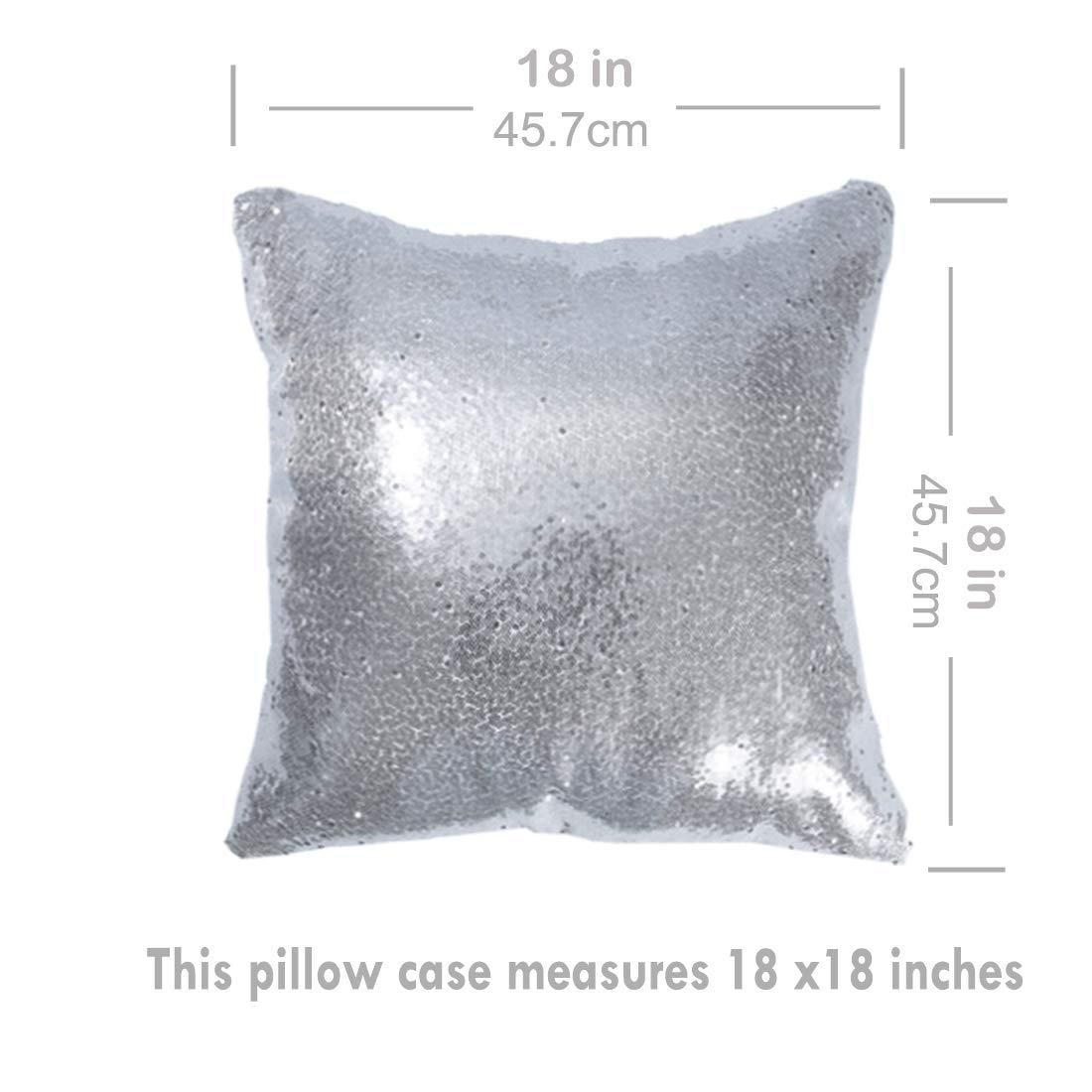 Eternal Beauty Set of 2 Silver Pillow Cover Sequin Decorative Pillow Covers for Couch Sofa Throw Pillows 18 X 18 Inches