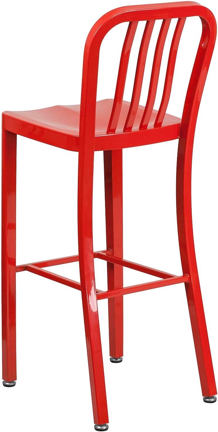 Flash Furniture Commercial Grade 30" High Metal Indoor-Outdoor Barstool with Vertical Slat Back