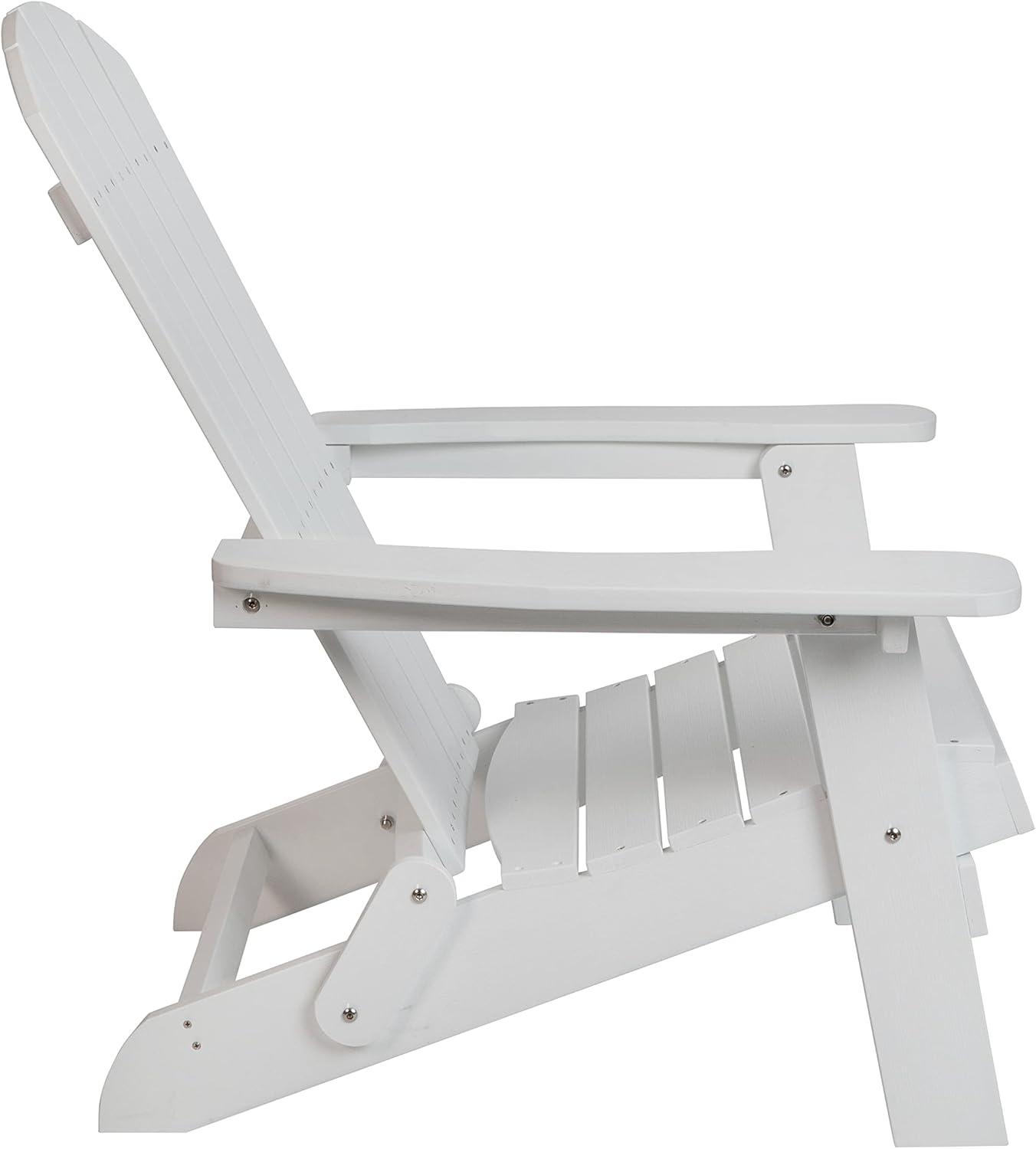 Flash Furniture Charlestown All-Weather Poly Resin Indoor/Outdoor Folding Adirondack Chair in White