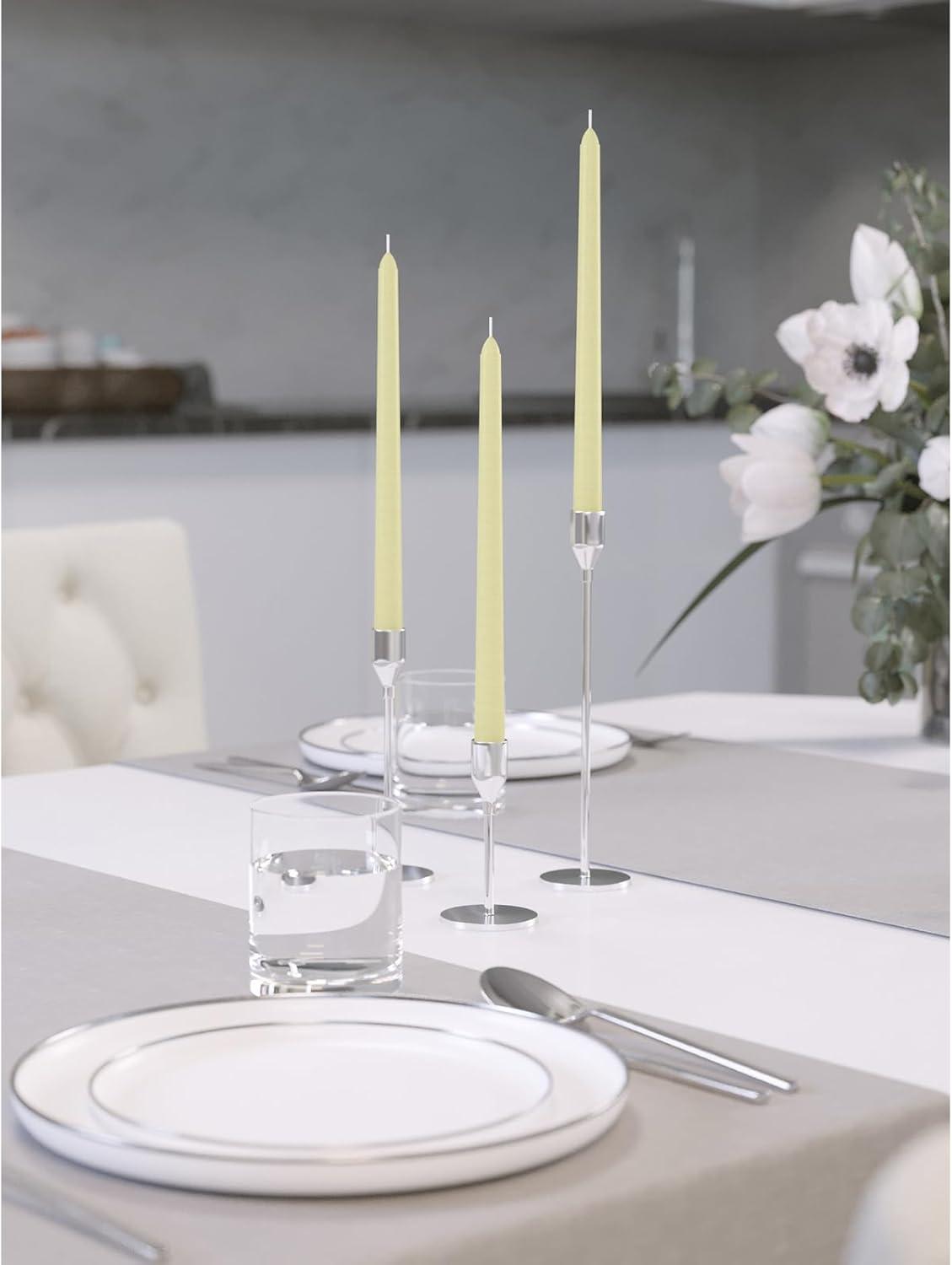 Candwax 10 inch Taper Candles Set of 12 - Dripless Taper Candles and Unscented Candlesticks - Perfect as Dinner Candles and Household Candles - Ivory Candles