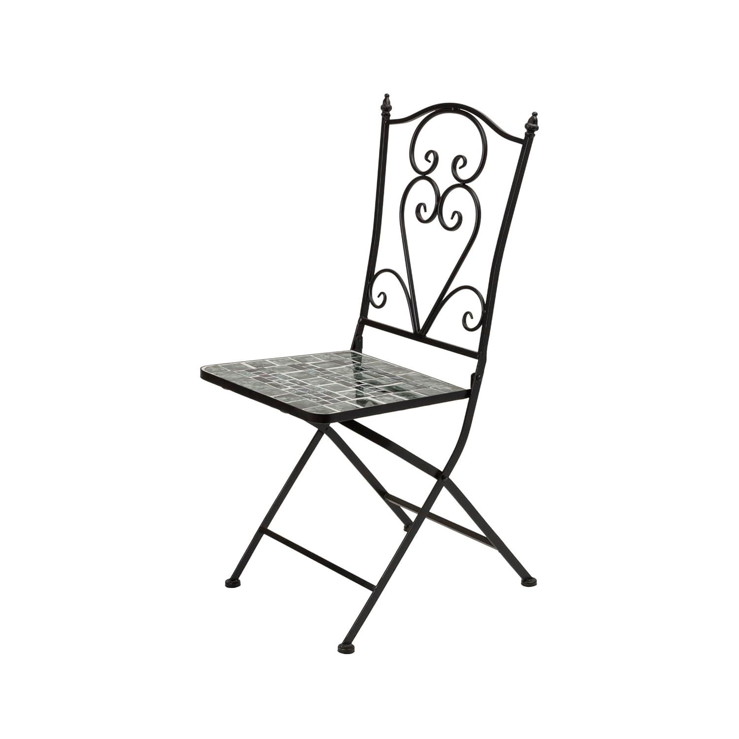 Alpine Corporation 3-Piece Metal Mosaic Tile Bistro Set, Green & Black