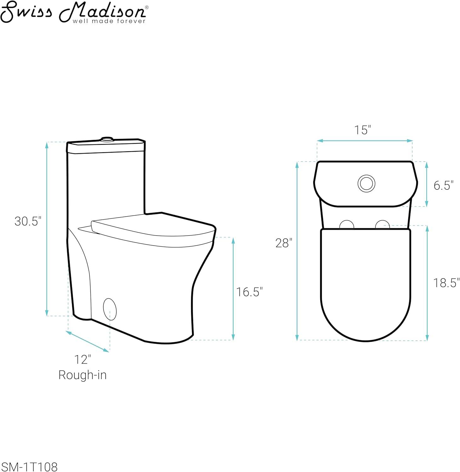 Swiss Madison Monaco One-Piece Elongated Toilet Dual-Flush 1.1/1.6 gpf