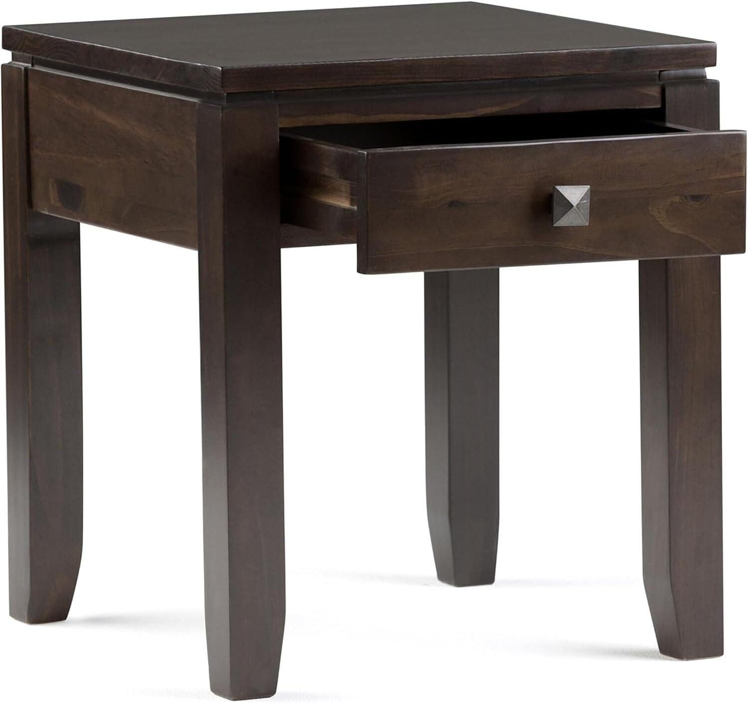 Simpli Home Cosmopolitan 18"W Solid Wood Contemporary Square End Table with Drawer