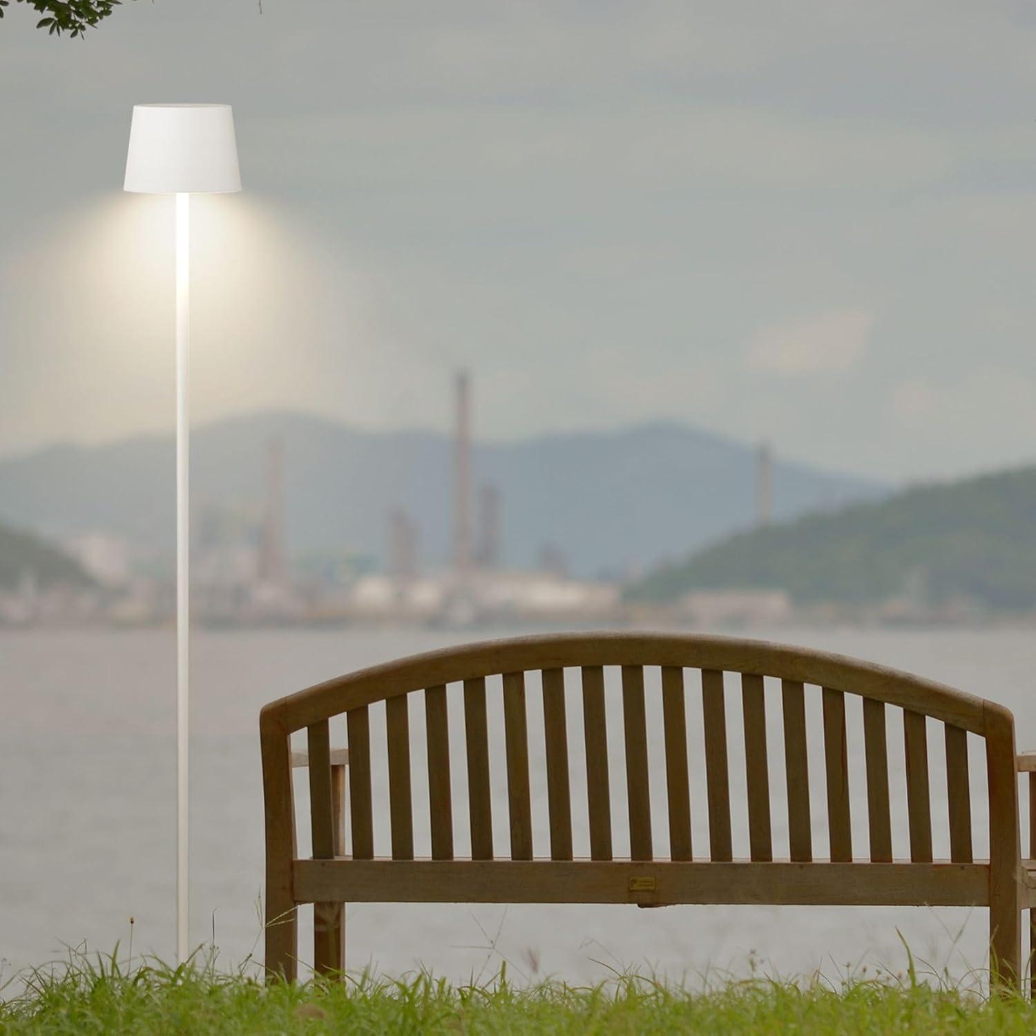 Cordless Floor Lamp, 7000mAh Battery Operated Floor Lamp, IP54 Waterproof Outdoor Modern Black Standing Lamp Rechargeable, Adjustable Height Floor Lamp for Outdoor/Indoor/Patio(Black)