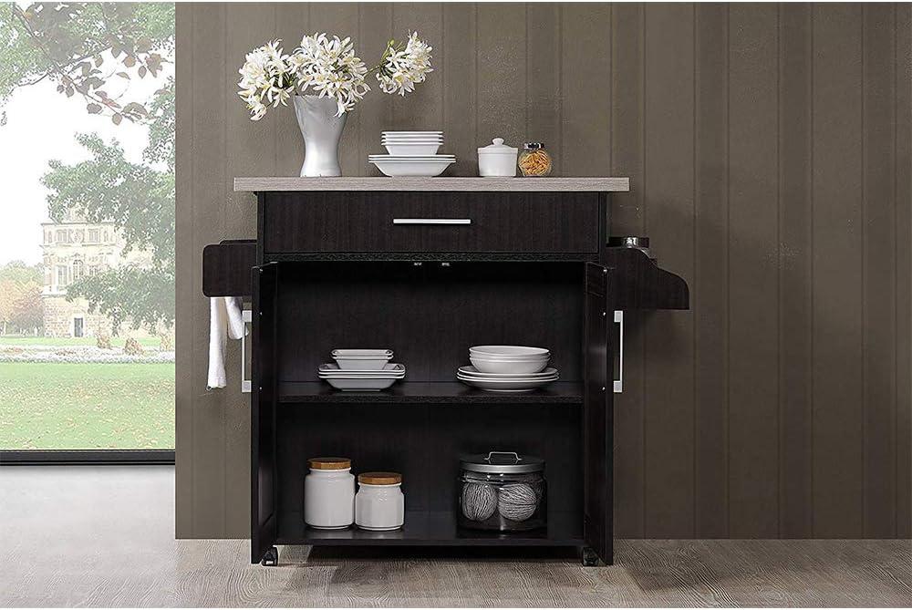 Kitchen Island Spice Rack & Towel Rack-Chocolate-Grey