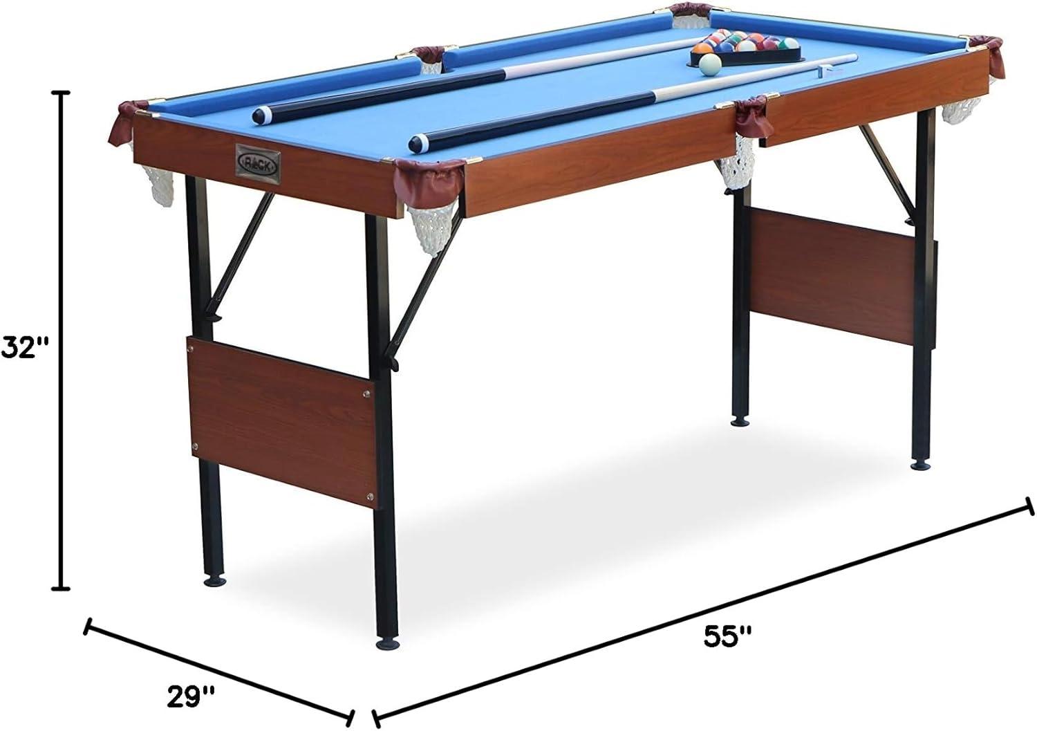 RACK Crux 55" Folding Classic Billiard Pool Table Multi Player Game, Blue