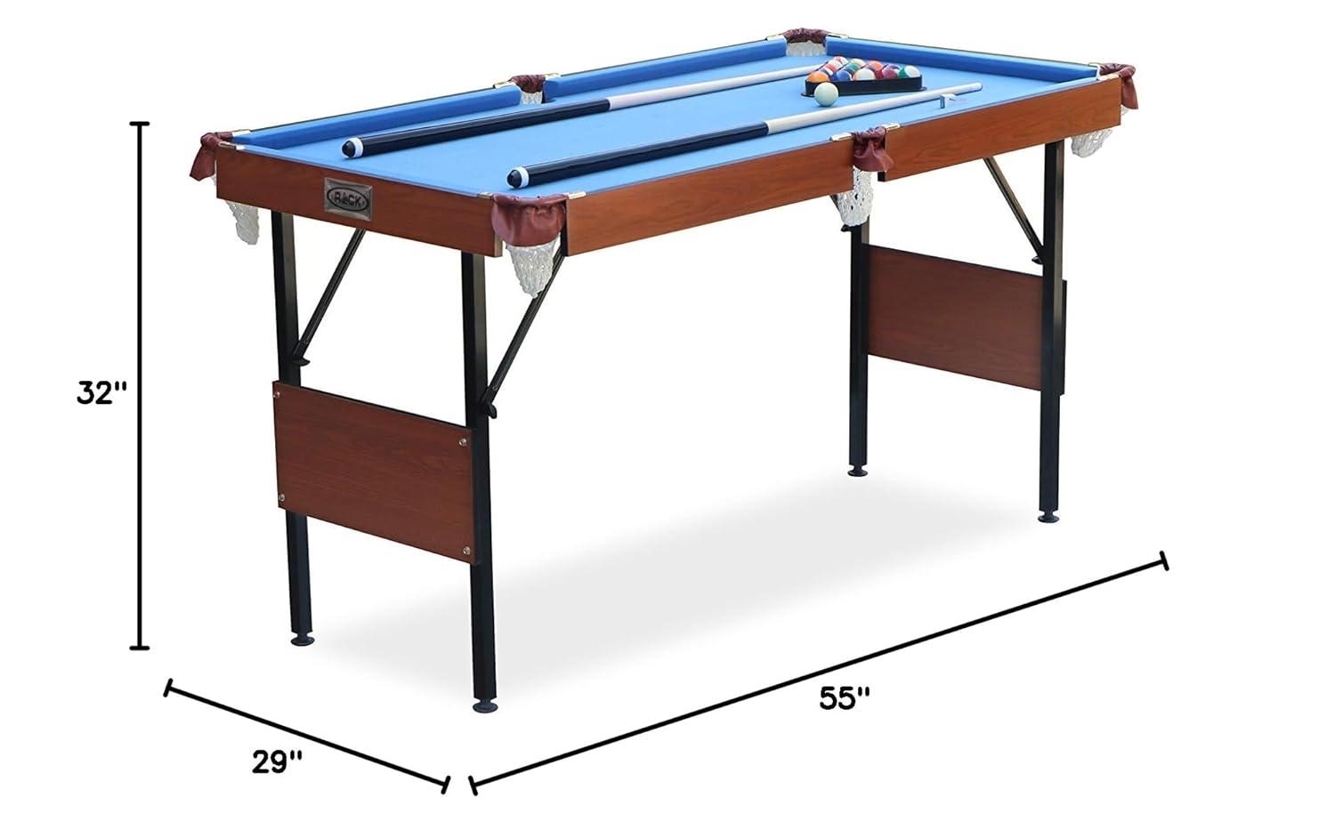 RACK Crux 55" Folding Classic Billiard Pool Table Multi Player Game, Blue