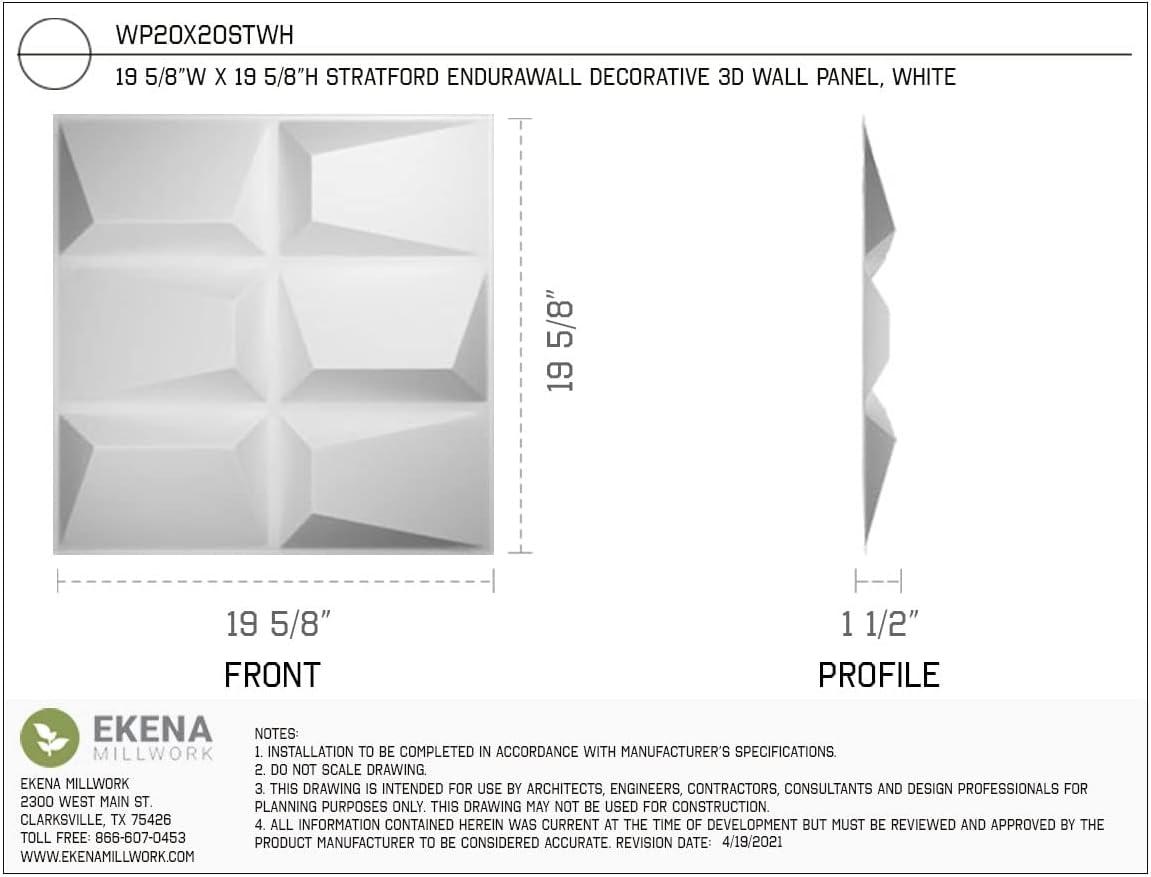 Ekena Millwork Stratford EnduraWall Decorative 3D Wall Panel