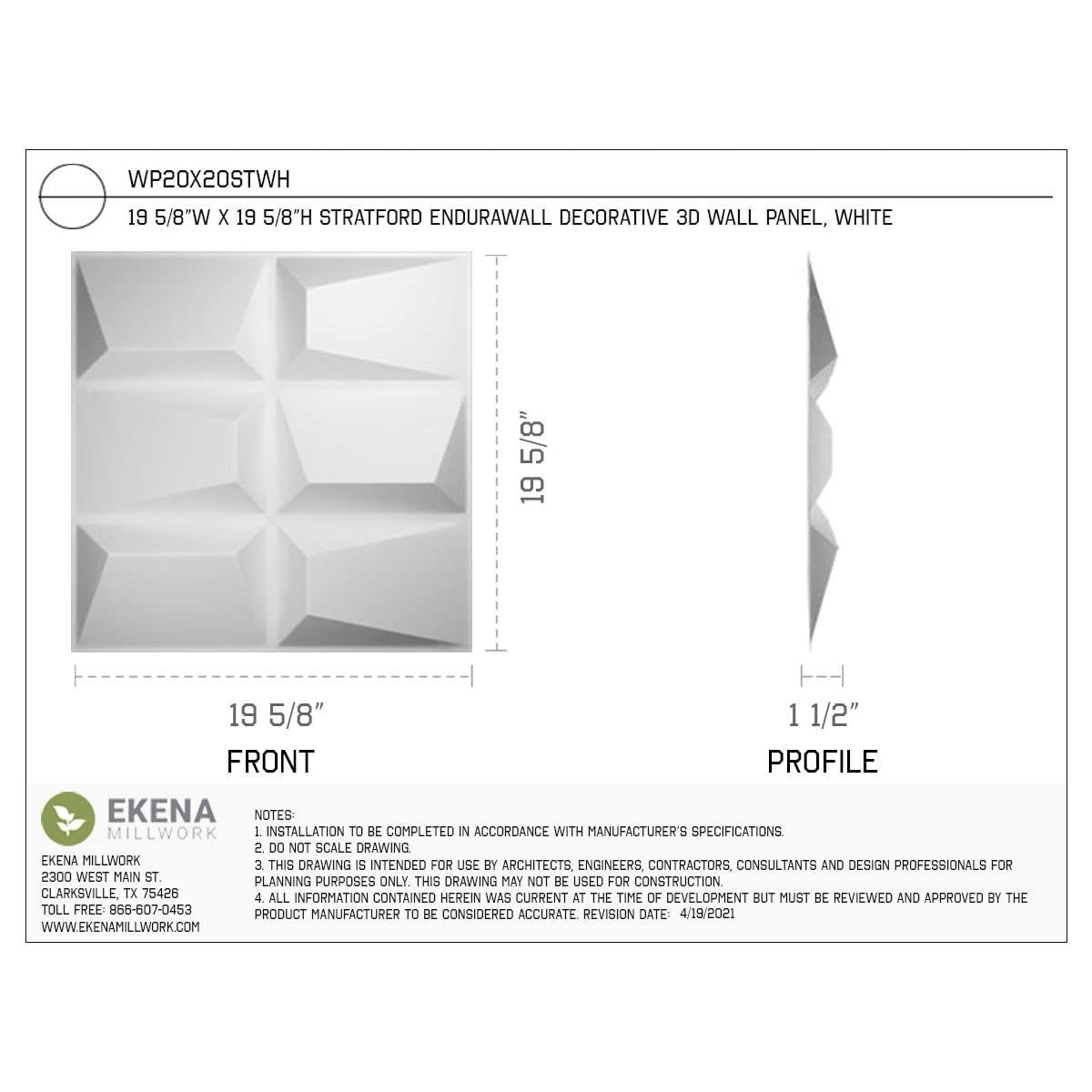 Ekena Millwork Stratford EnduraWall Decorative 3D Wall Panel