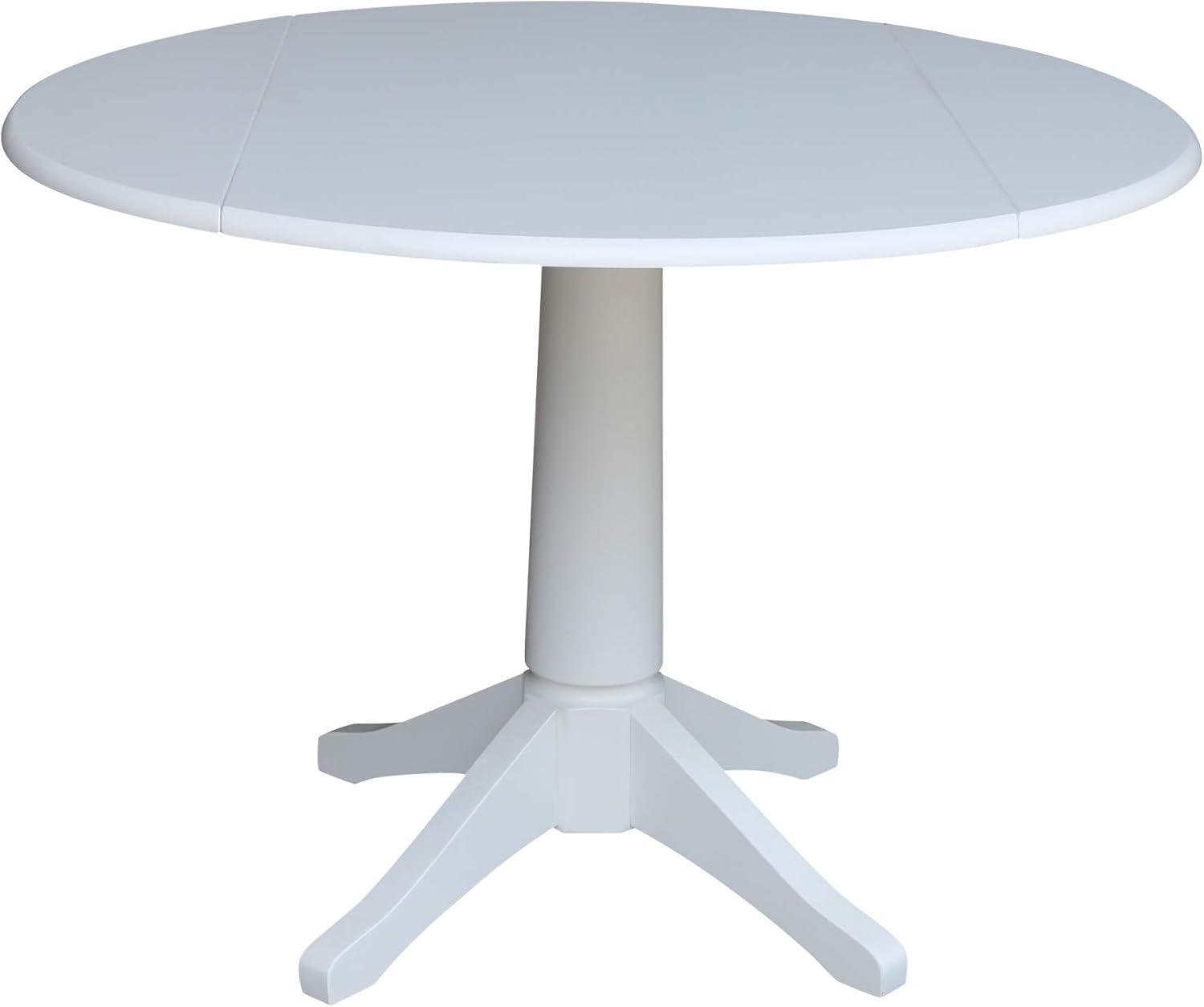 42" Nina Round Top Dual Drop Leaf Pedestal Table White - International Concepts