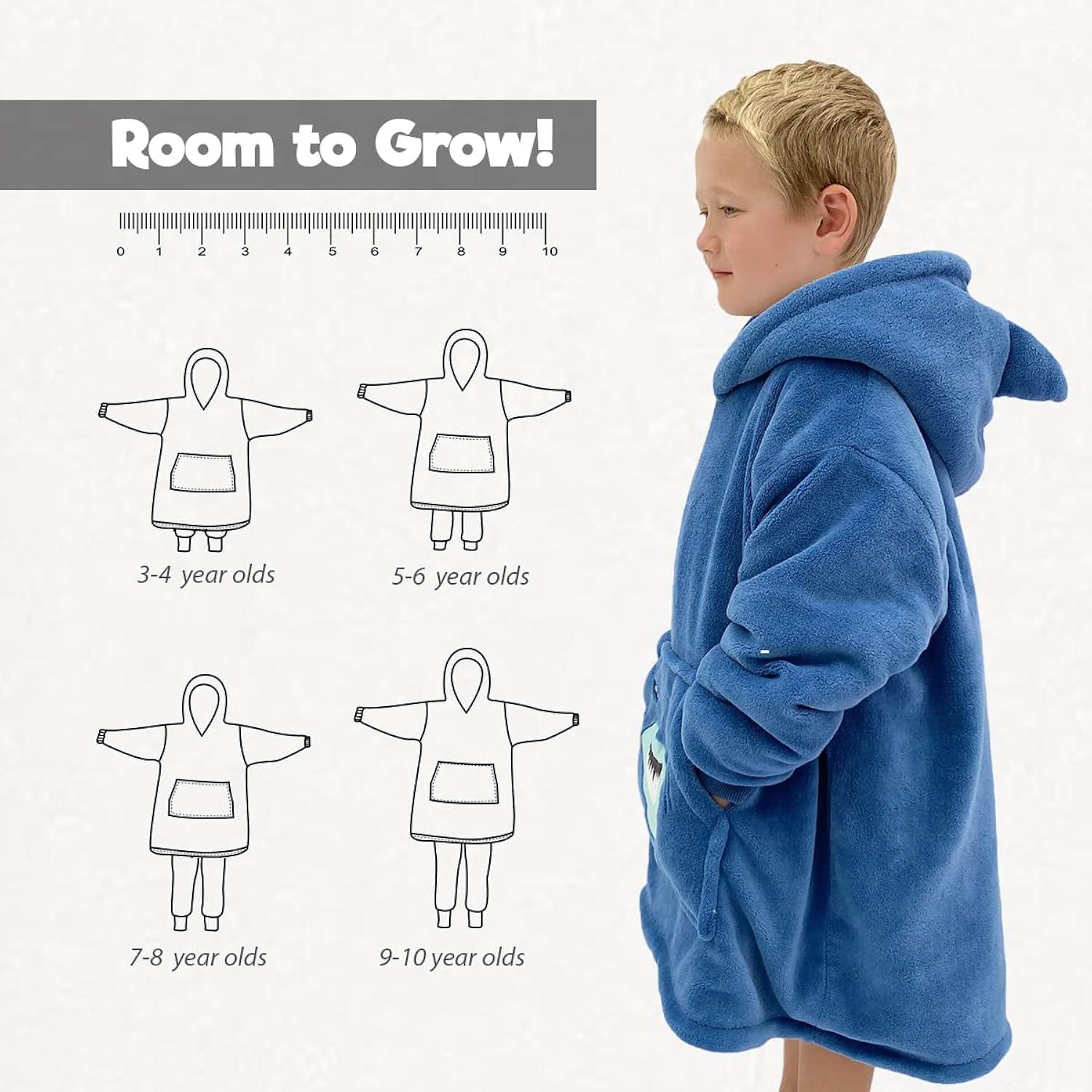 Wearable Blanket Kids 3-10yr, Fun Animal Kids Blanket Hoodie, Hooded Sweatshirt, Oversized Comfy Hoodie Boys, Girls, Toddlers