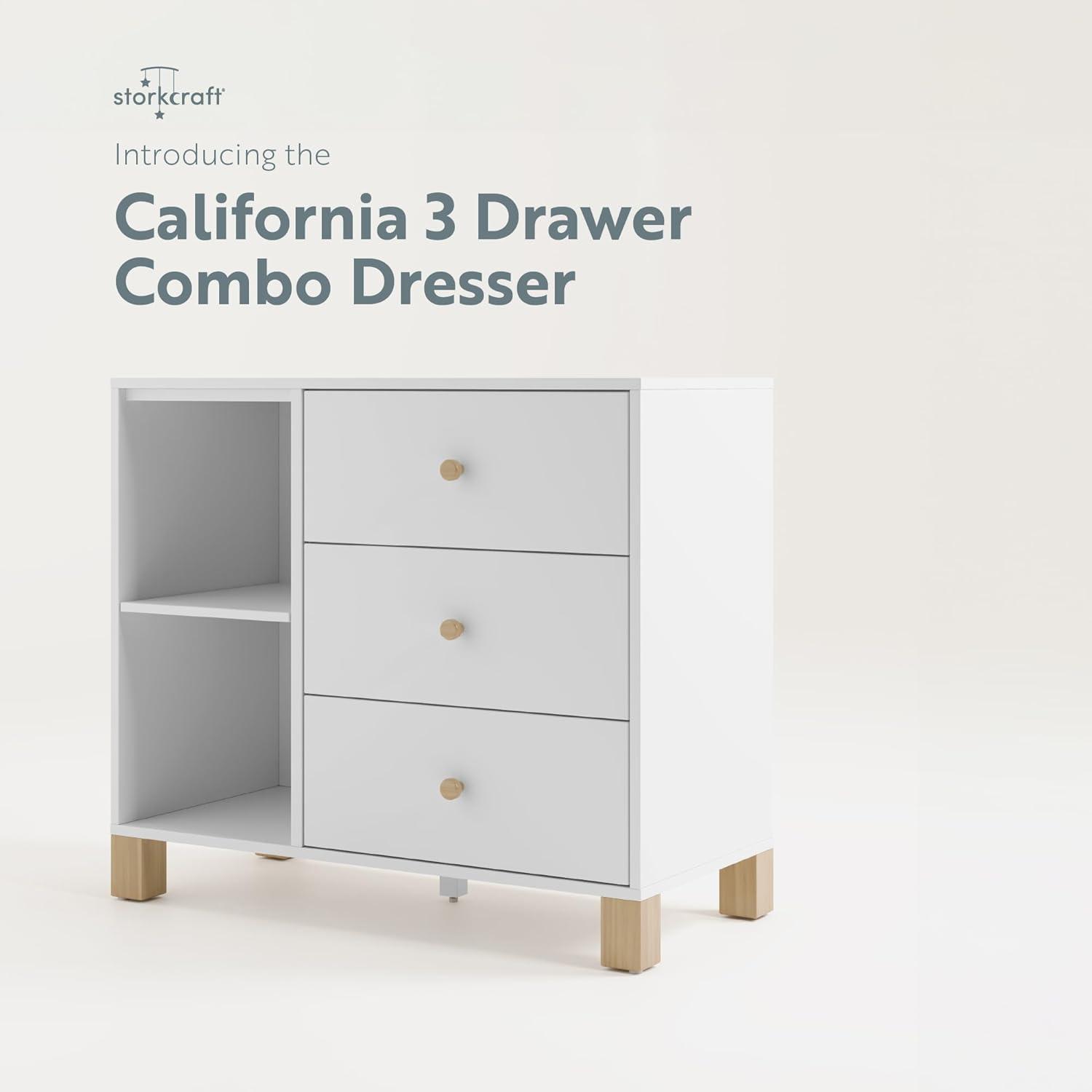 White and Driftwood 3 Drawer Combo Nursery Dresser