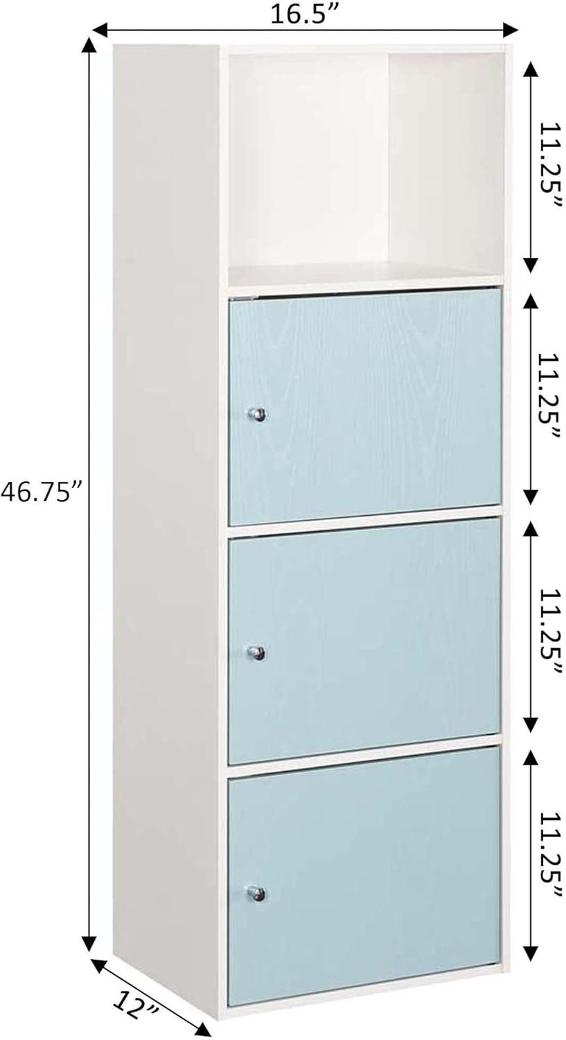 Convenience Concepts Xtra Storage 3 Door Cabinet with Shelf, White/Sea Foam Blue