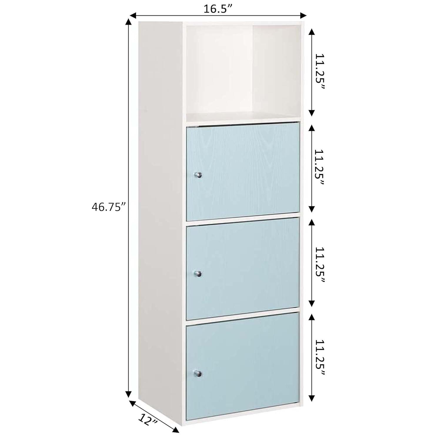 Convenience Concepts Xtra Storage 3 Door Cabinet with Shelf, White/Sea Foam Blue