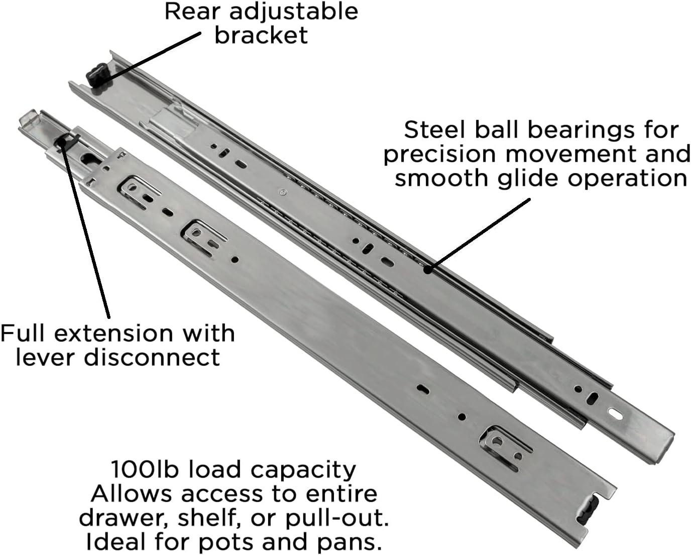 Drawer Slide Side Mount Full Extension Cadmium Finish