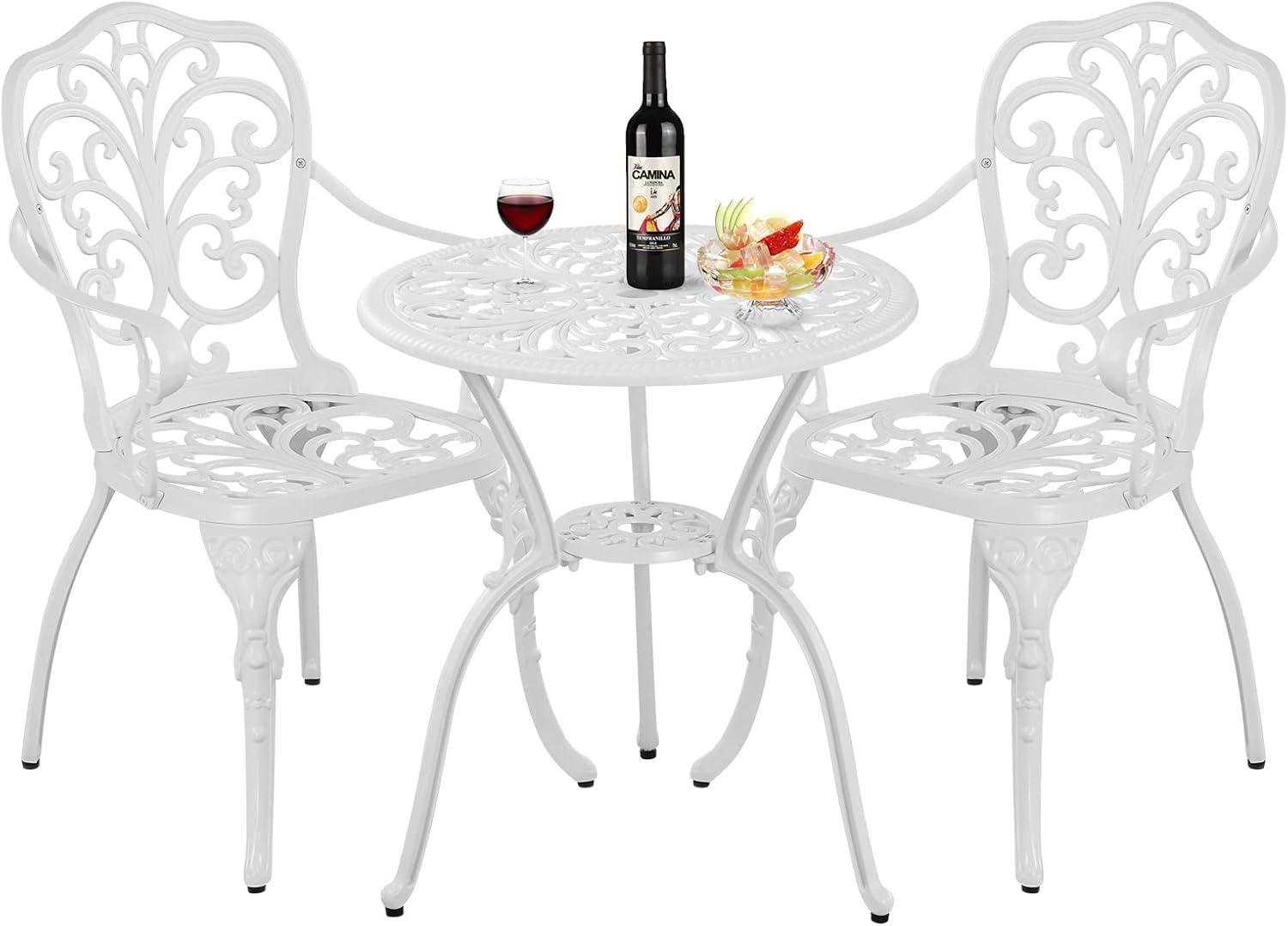 SunnyDaze Decor 2 - Person Metal Patio Dining Set with Round Table
