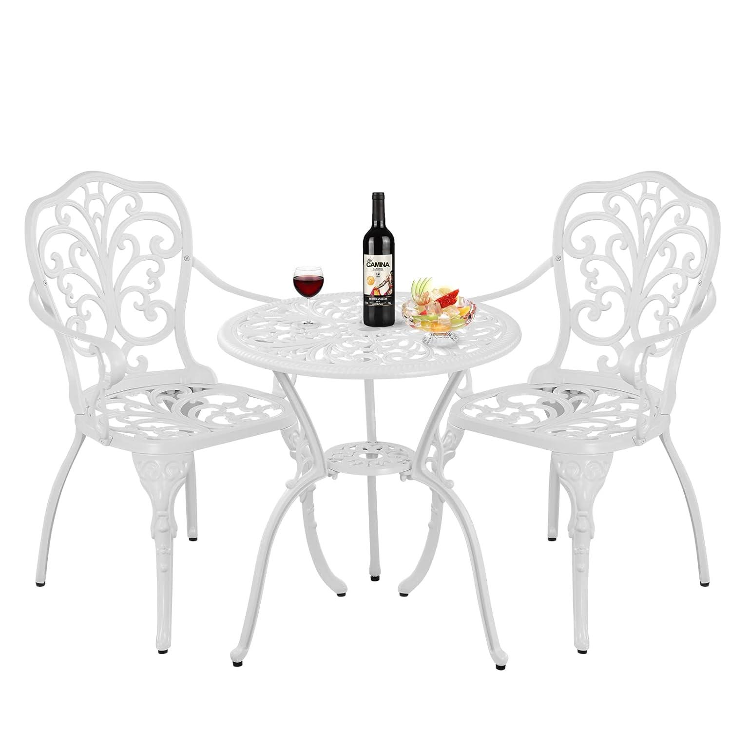 SunnyDaze Decor 2 - Person Metal Patio Dining Set with Round Table