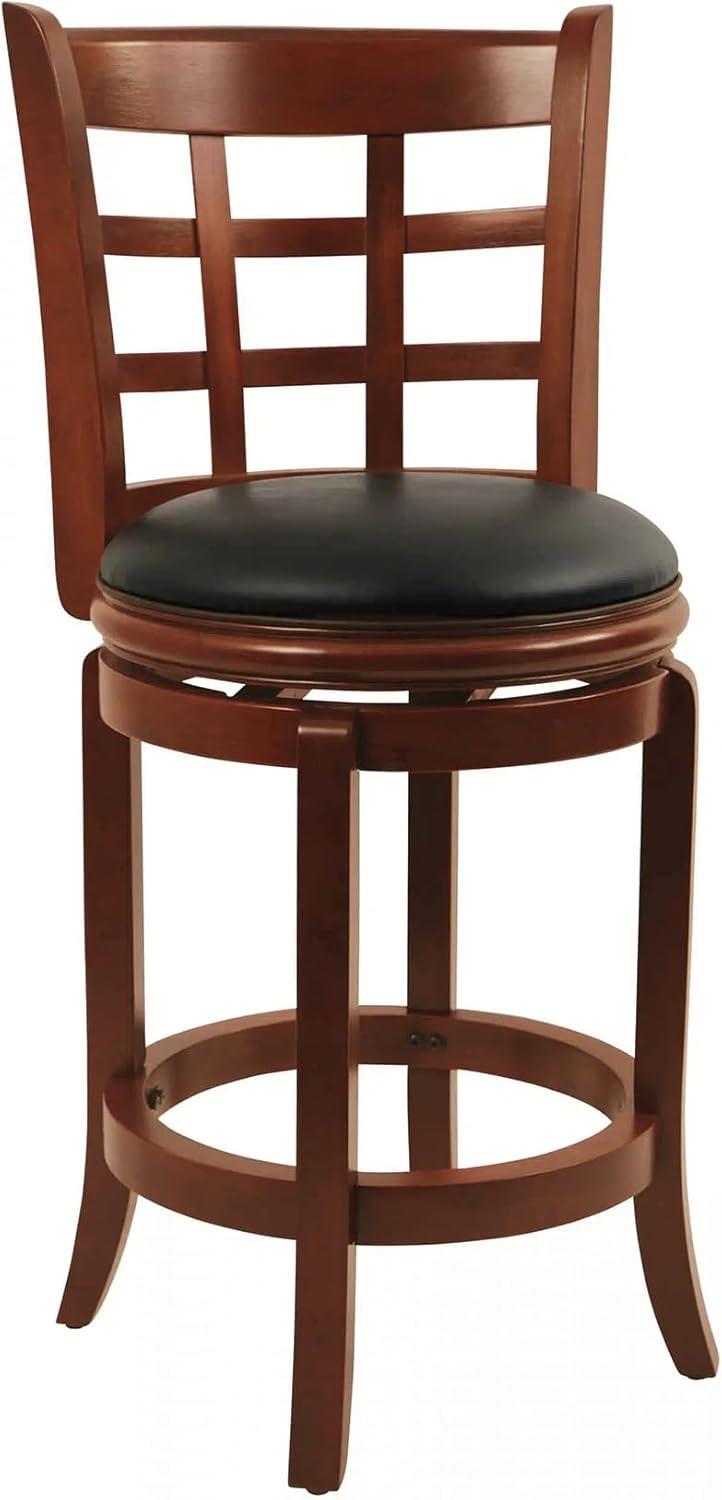 24" Kyoto Wood Composite Counter Height Barstool Cherry - Boraam: Swivel, Upholstered, Lacquered Finish
