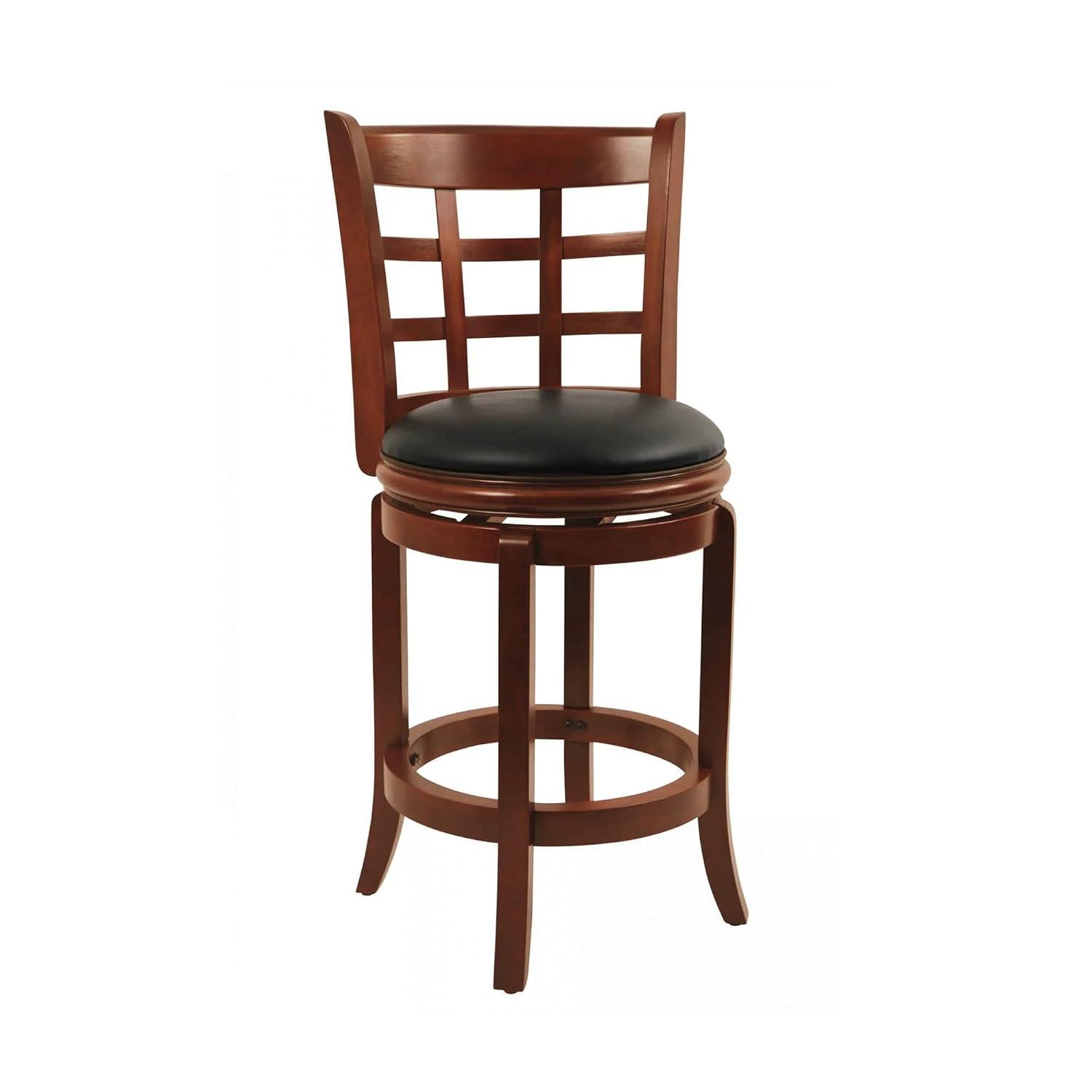24" Kyoto Wood Composite Counter Height Barstool Cherry - Boraam: Swivel, Upholstered, Lacquered Finish