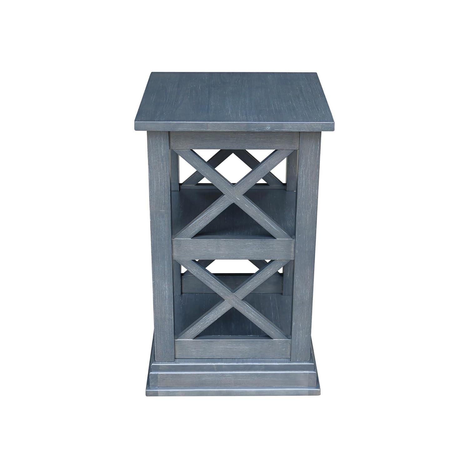 Hampton Accent Table with Shelves Heather Gray/Antique Washed - International Concepts: Solid Wood, Fixed Shelf Storage