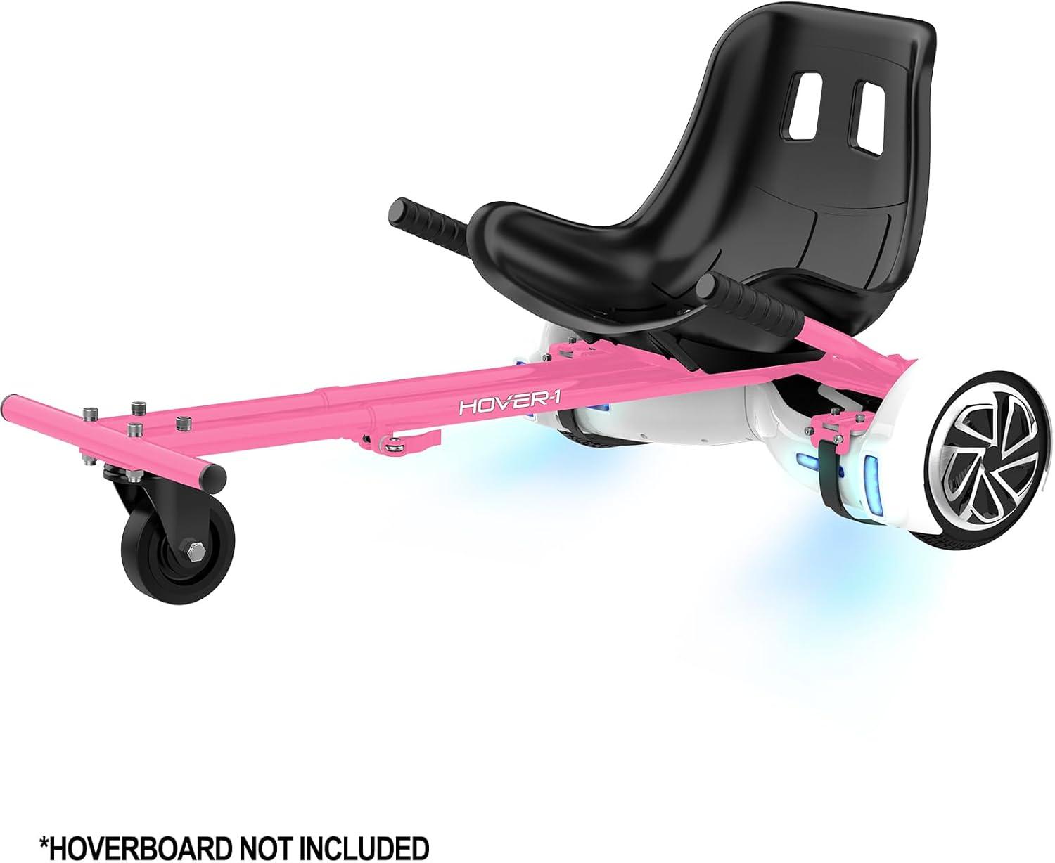 Pink Adjustable Hoverboard Go Kart Attachment with Hand-Operated Control